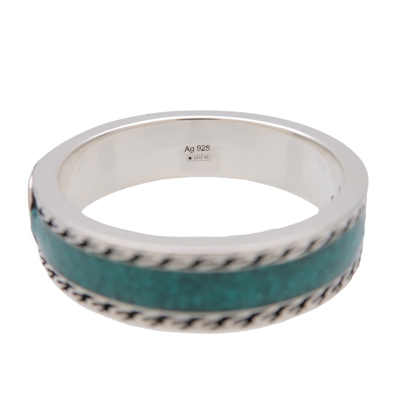 GUCCI Interlocking G Turquoise Enamel Ring SV925 #24 US10.75 EU64