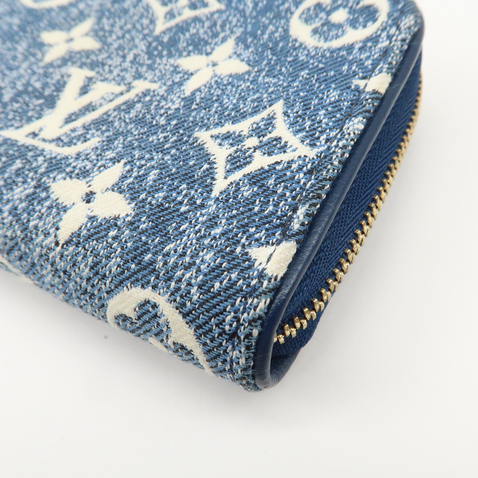 Louis Vuitton Monogram Denim Coin Case Compact Wallet Blue M81185