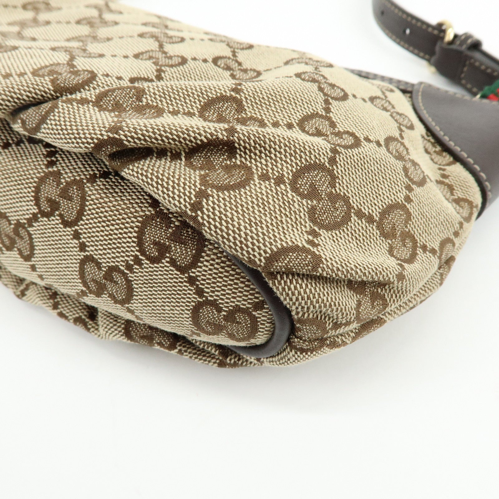 GUCCI Sherry Canvas Leather Accessory Pouch Hand Bag Beige 224093