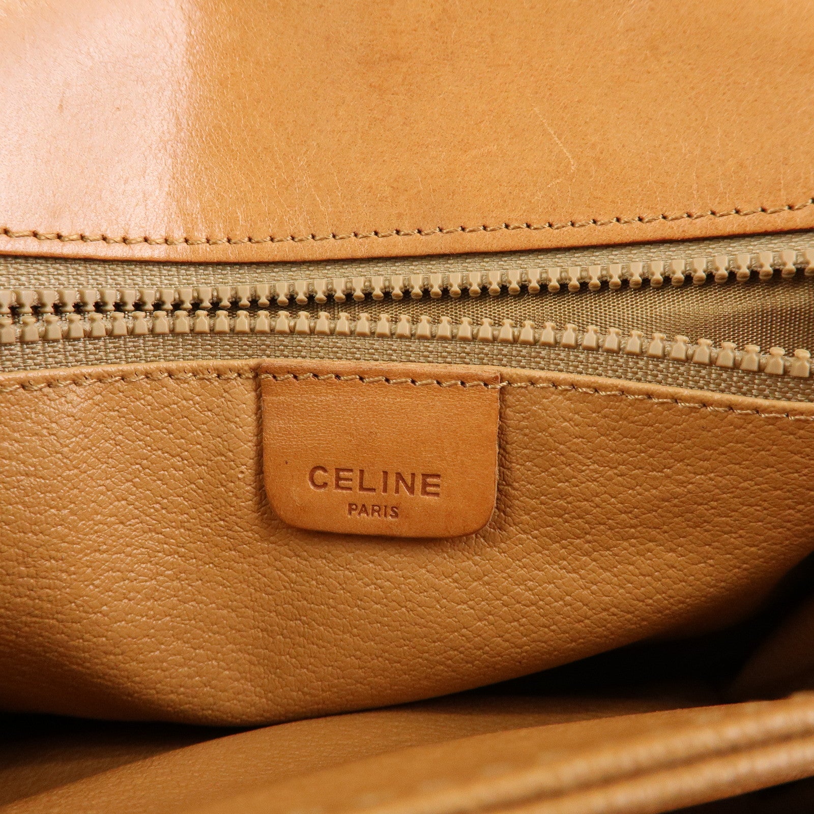 CELINE Macadam PVC Leather Shoulder Bag Crossbody Bag Beige