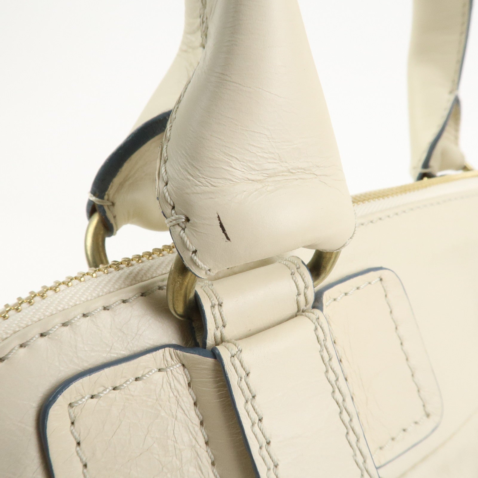 Chloe Bay Leather Hand Bag Shoulder Bag Ivory