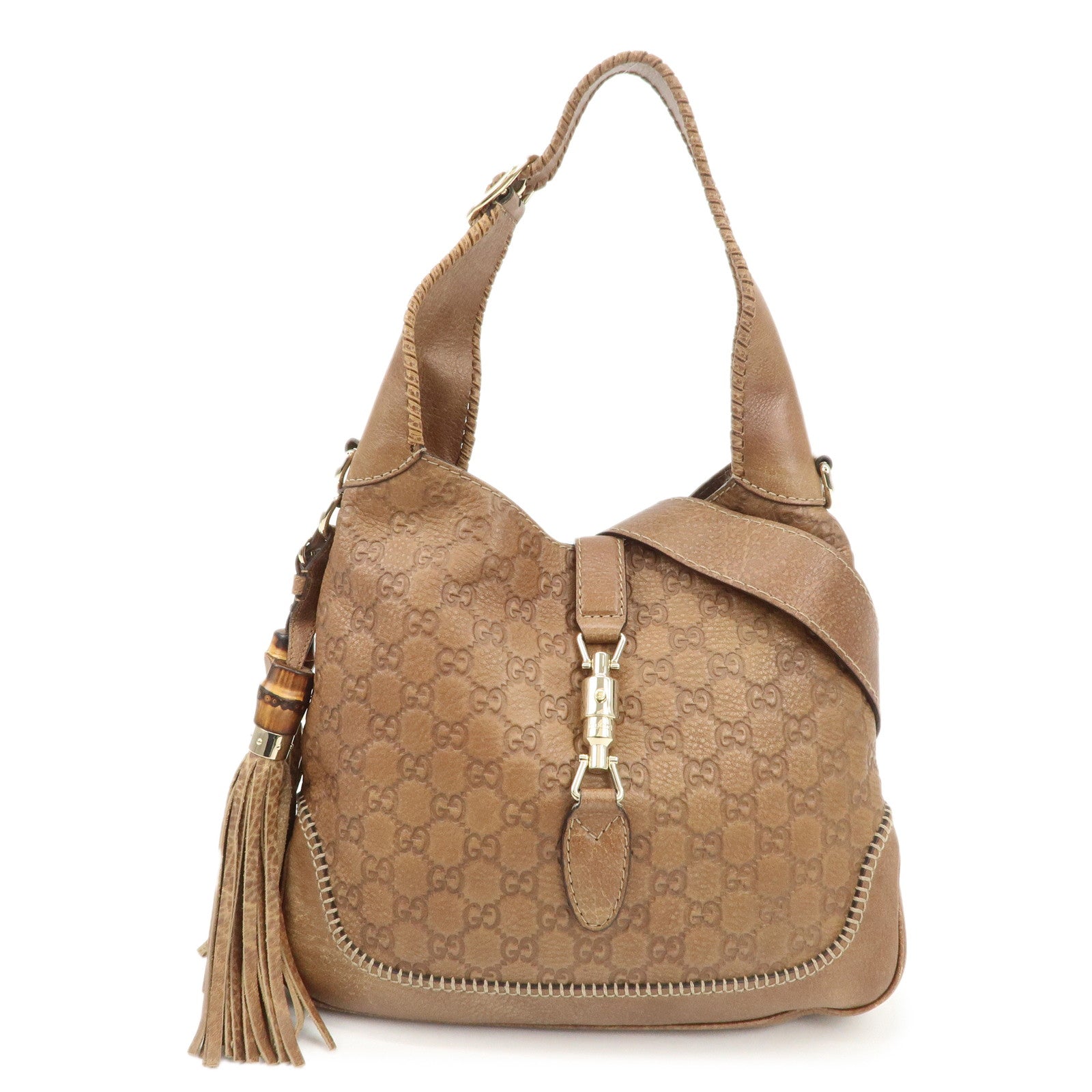 GUCCI Guccissima Bamboo New Jackie Leather 2Way Bag 219725 Used