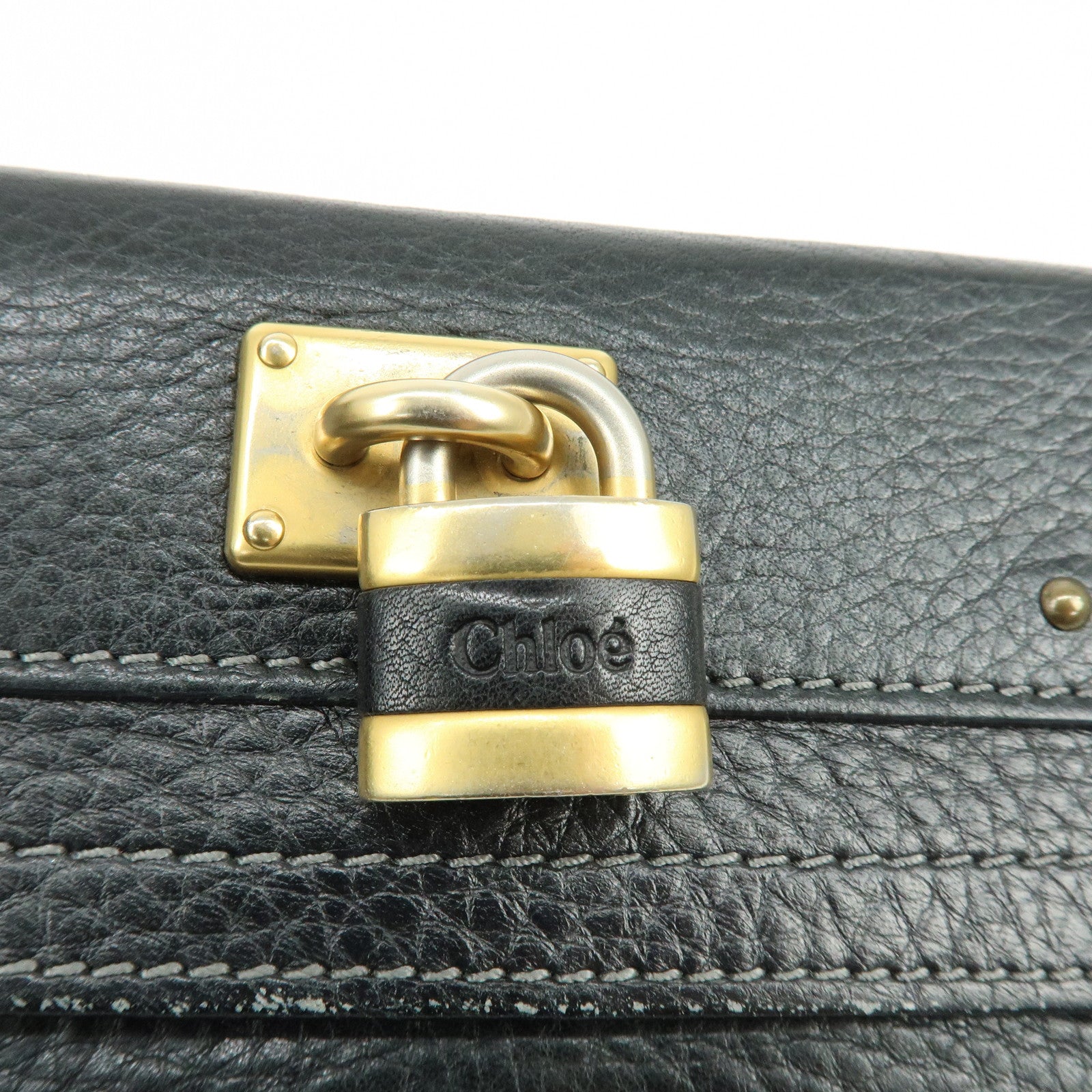 Chloe Paddington Leather Bi-fold Flap Long Wallet Black