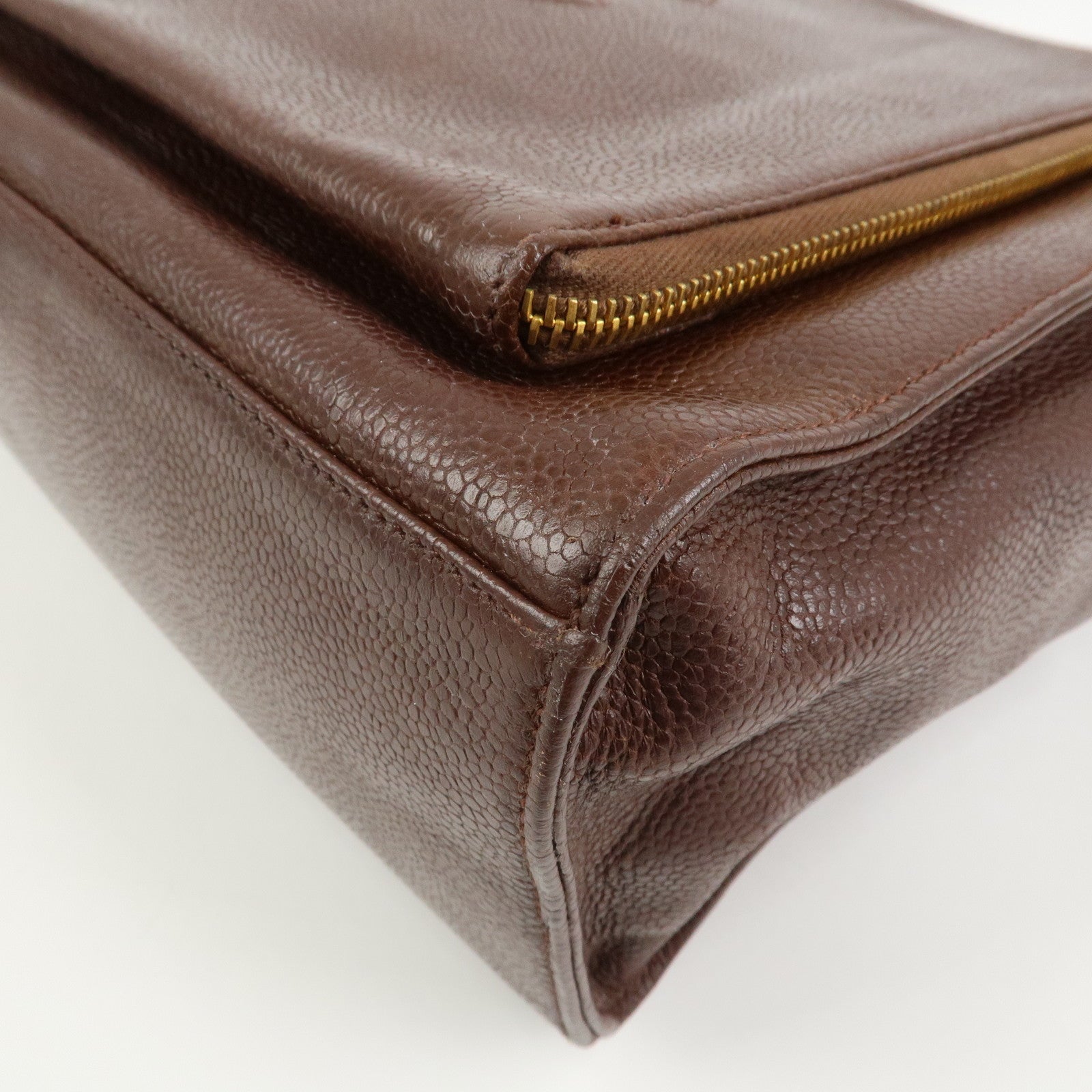 CHANEL COCO Mark Caviarskin Tote Bag Shoulder Bag Brown