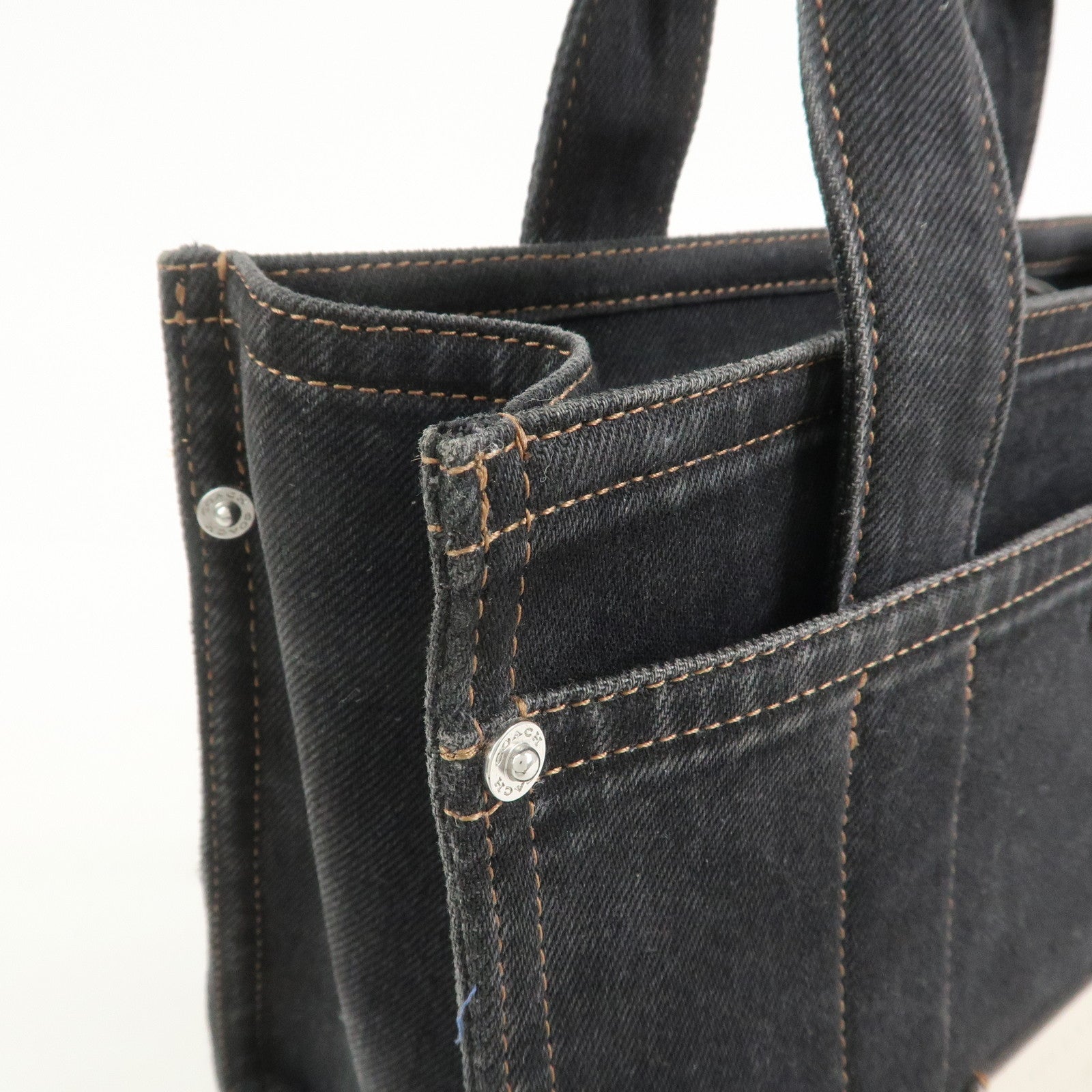 COACH Denim Leather 2Way Shoulder Bag Hand Bag Black