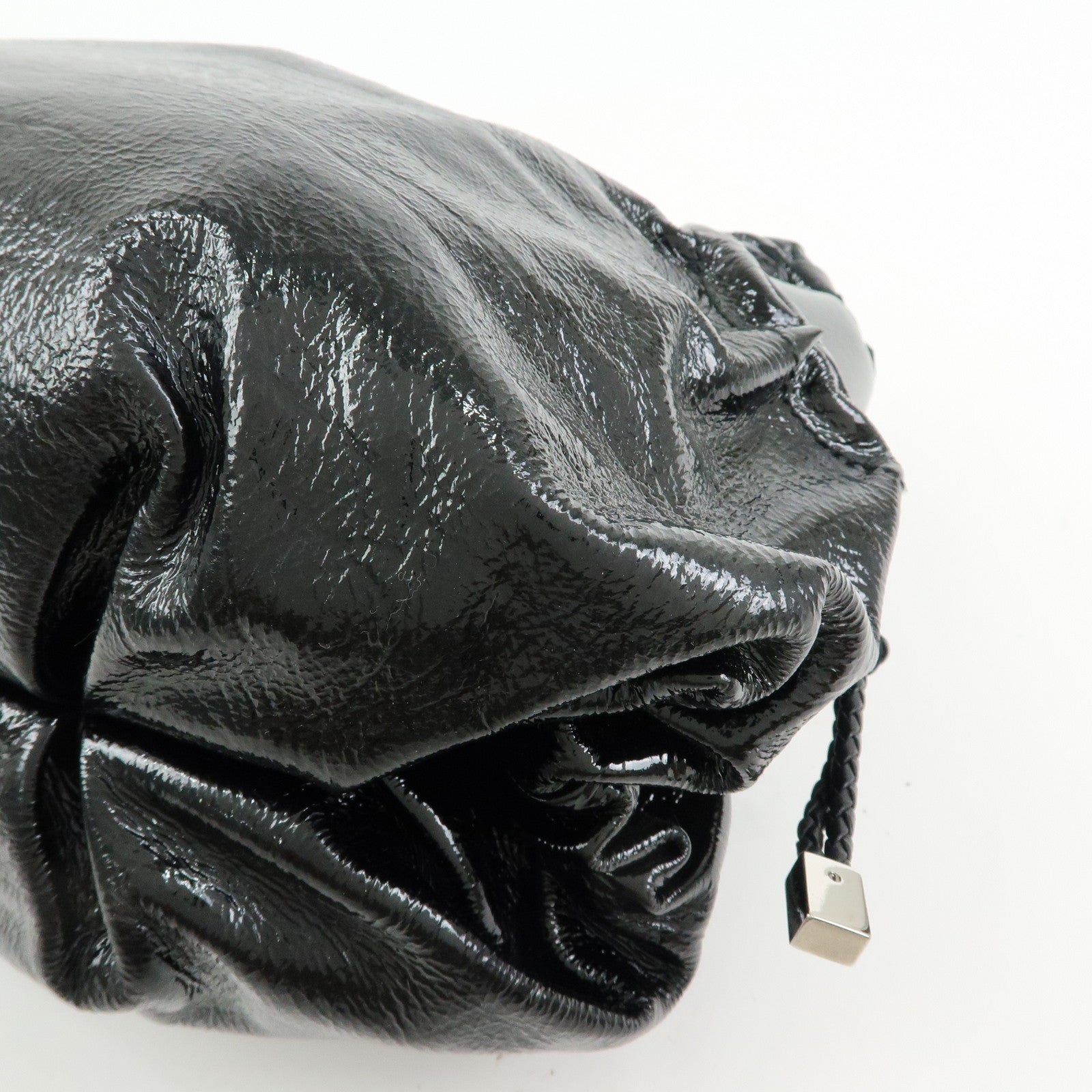 Ferragamo Gancini Patent Leather Hand Bag Shoulder Bag Black