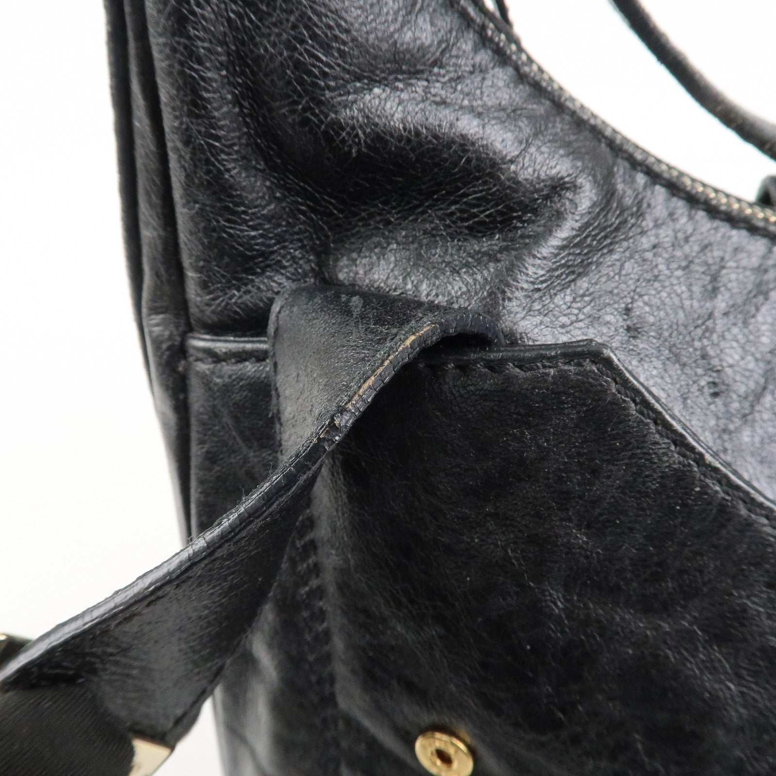 FENDI Leather Shoulder Bag Hand Bag Black 8BR522 Used