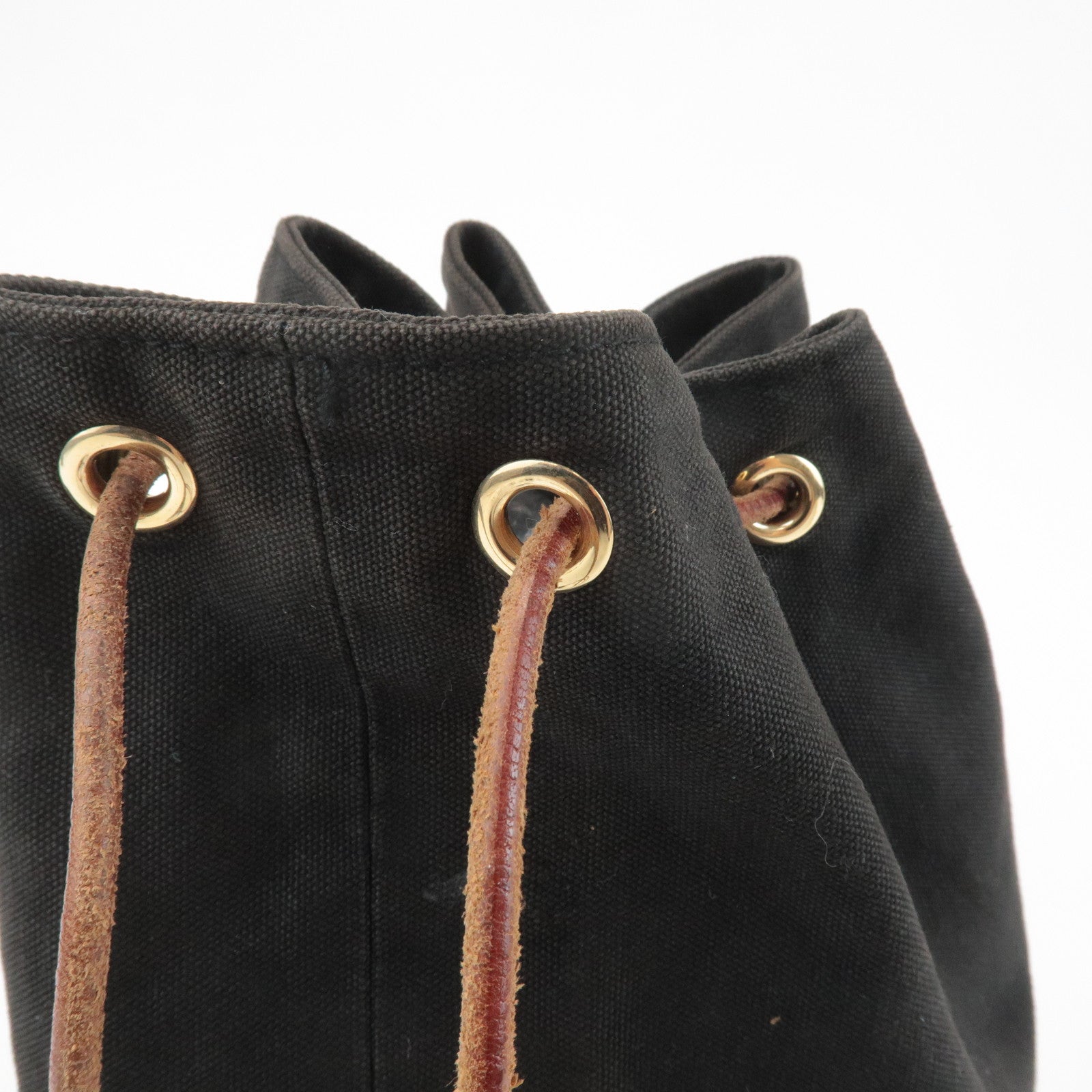 HERMES Canvas Leather Porochon Mimil PM Shoulder Bag Brown Used