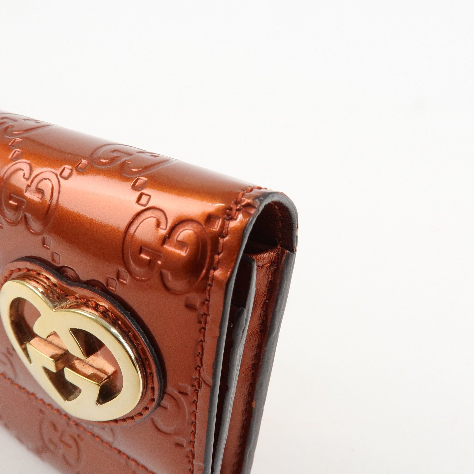 GUCCI Interlocking G Guccissima Lovely Heart Leather Wallet 251861 Used