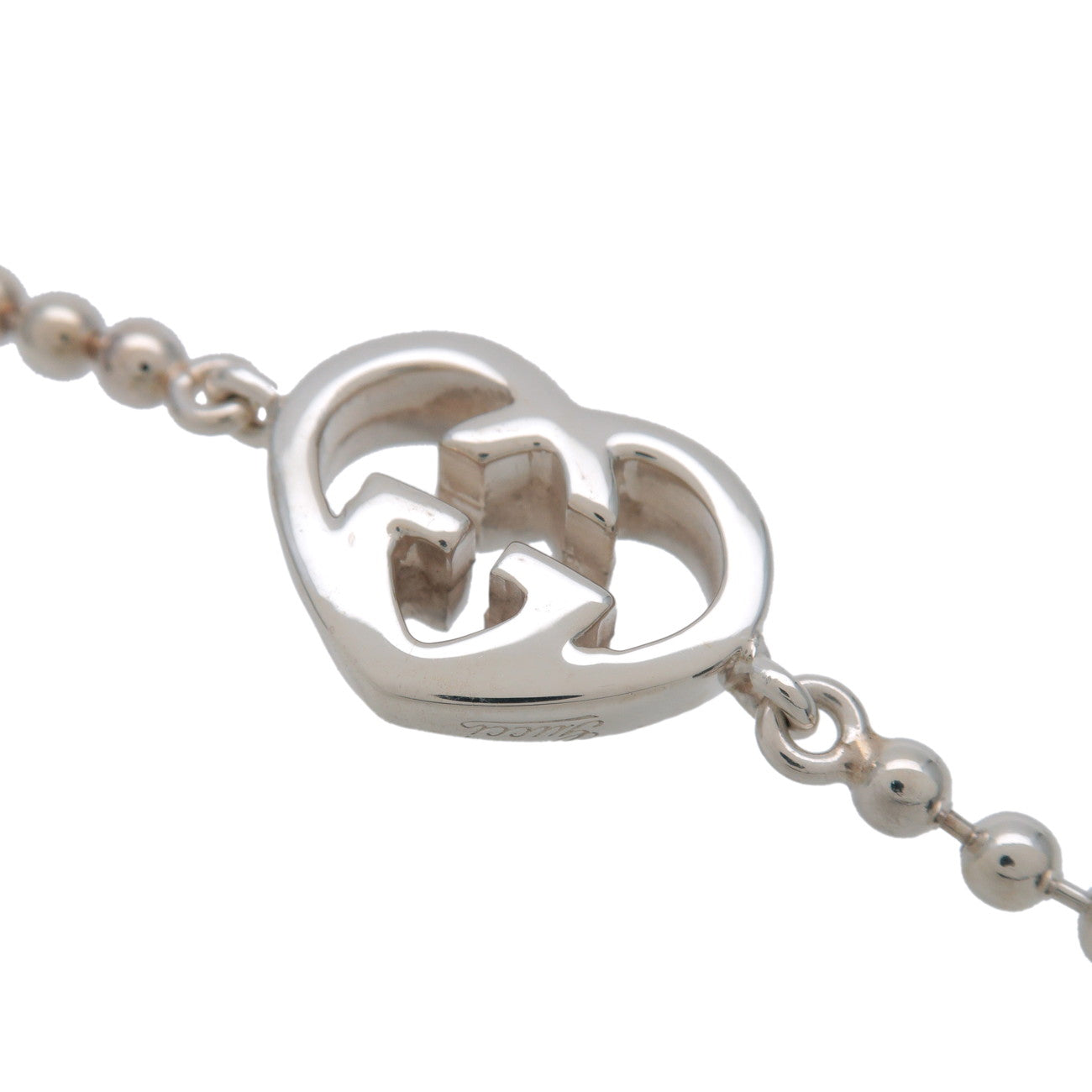 GUCCI Lovely Heart Love Britt Beads Bracelet SV925 Silver 246575