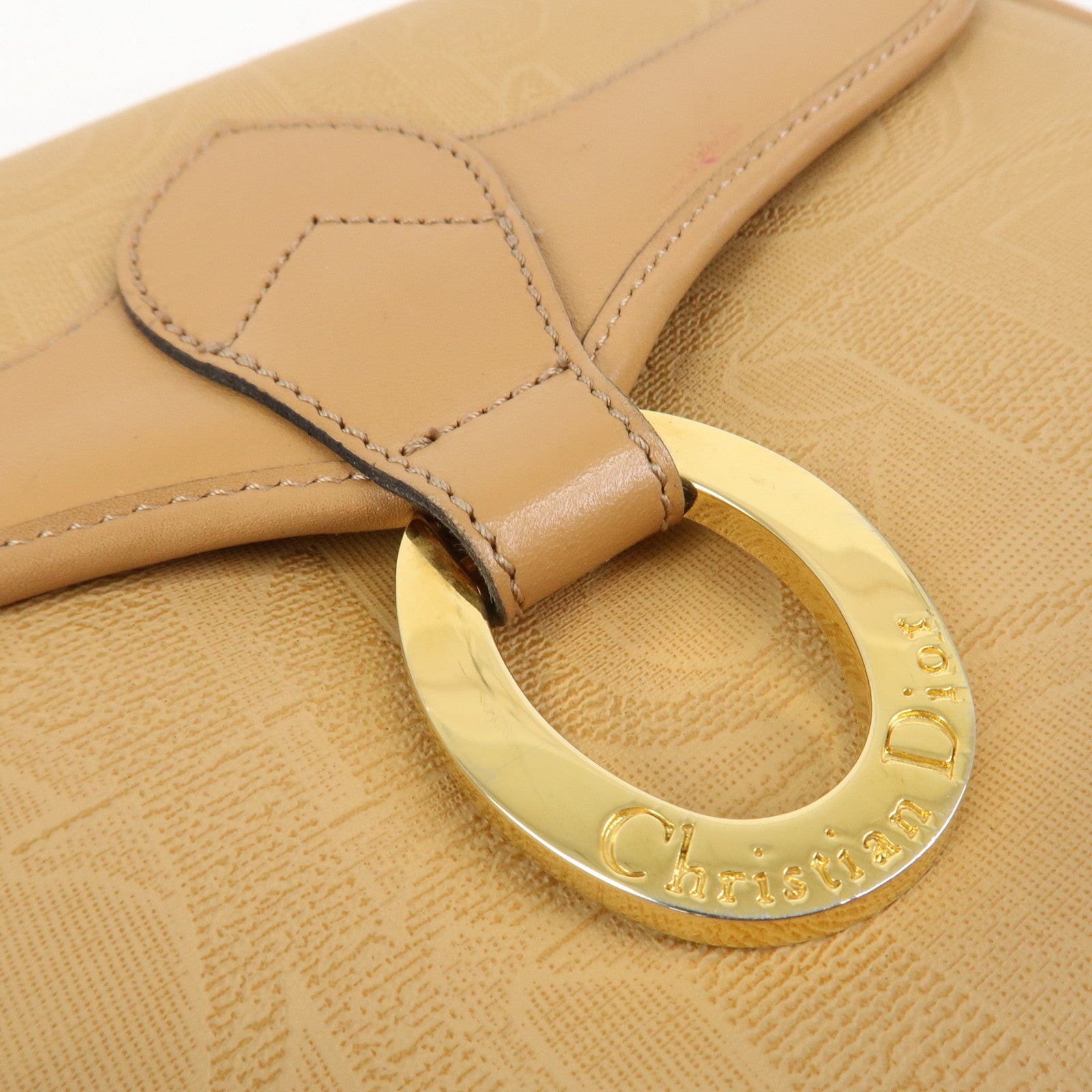 Christian Dior PVC Leather Shoulder Bag Crossbody Bag Brown