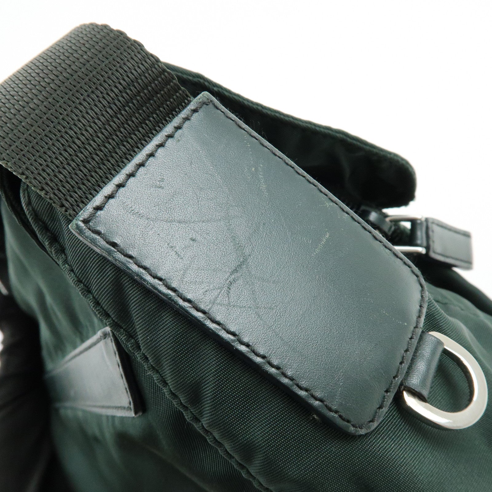 PRADA Triangle Logo Nylon Leather Shoulder Crossbody Bag Dark Brown