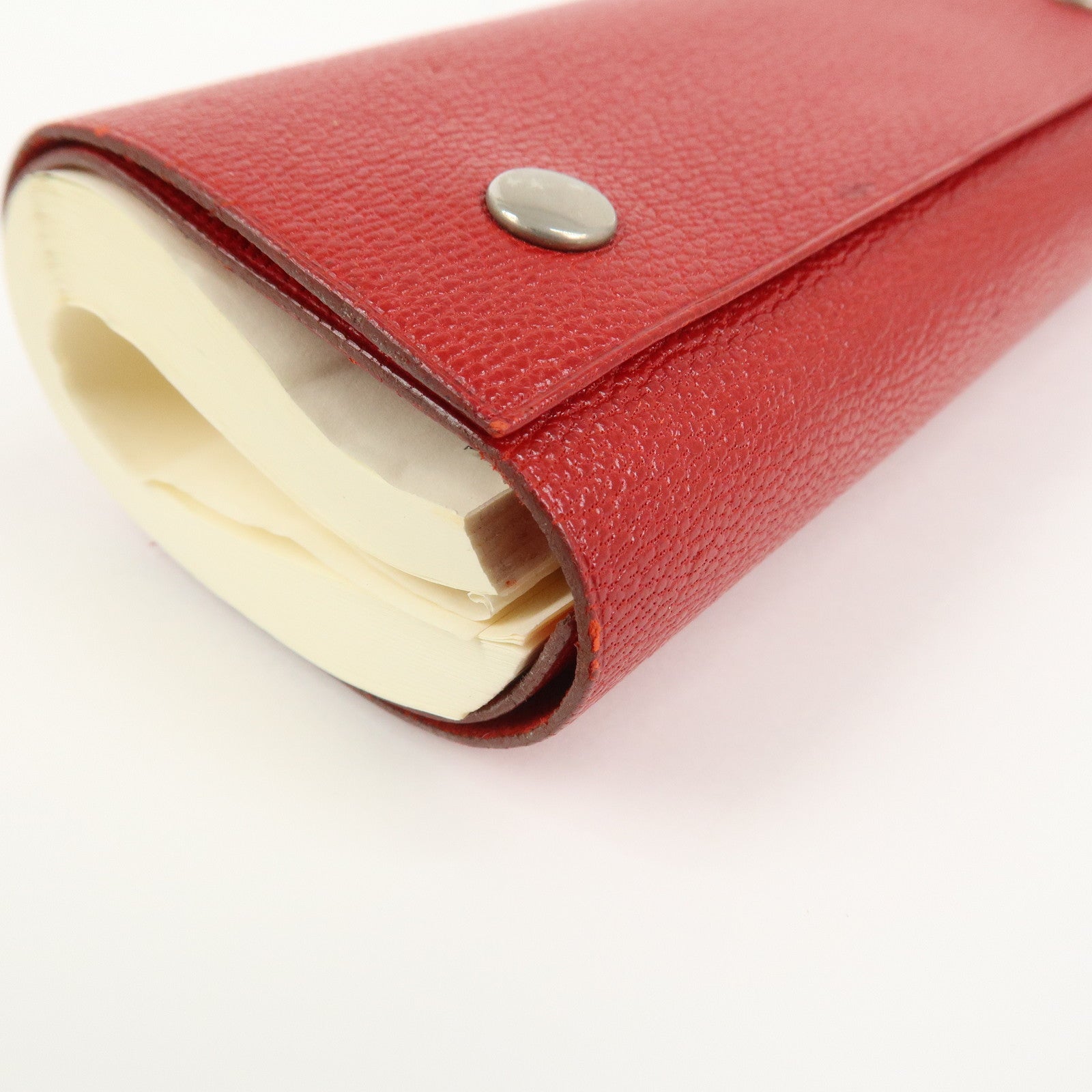 HERMES Cahier Rouleaul Leather Notebook Cover Red