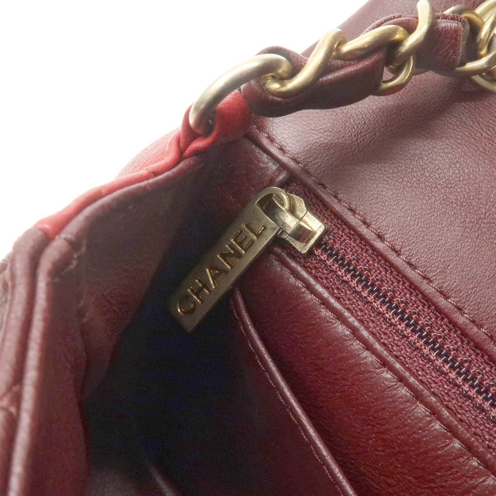CHANEL Mini Matelasse Lamb Skin Chain Shoulder Bag Red A69900