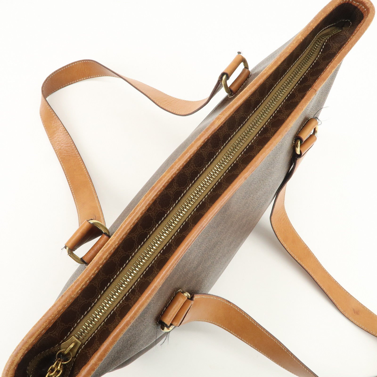 CELINE Macadam Logo Tote Bag Shoulder Bag Brown Gold