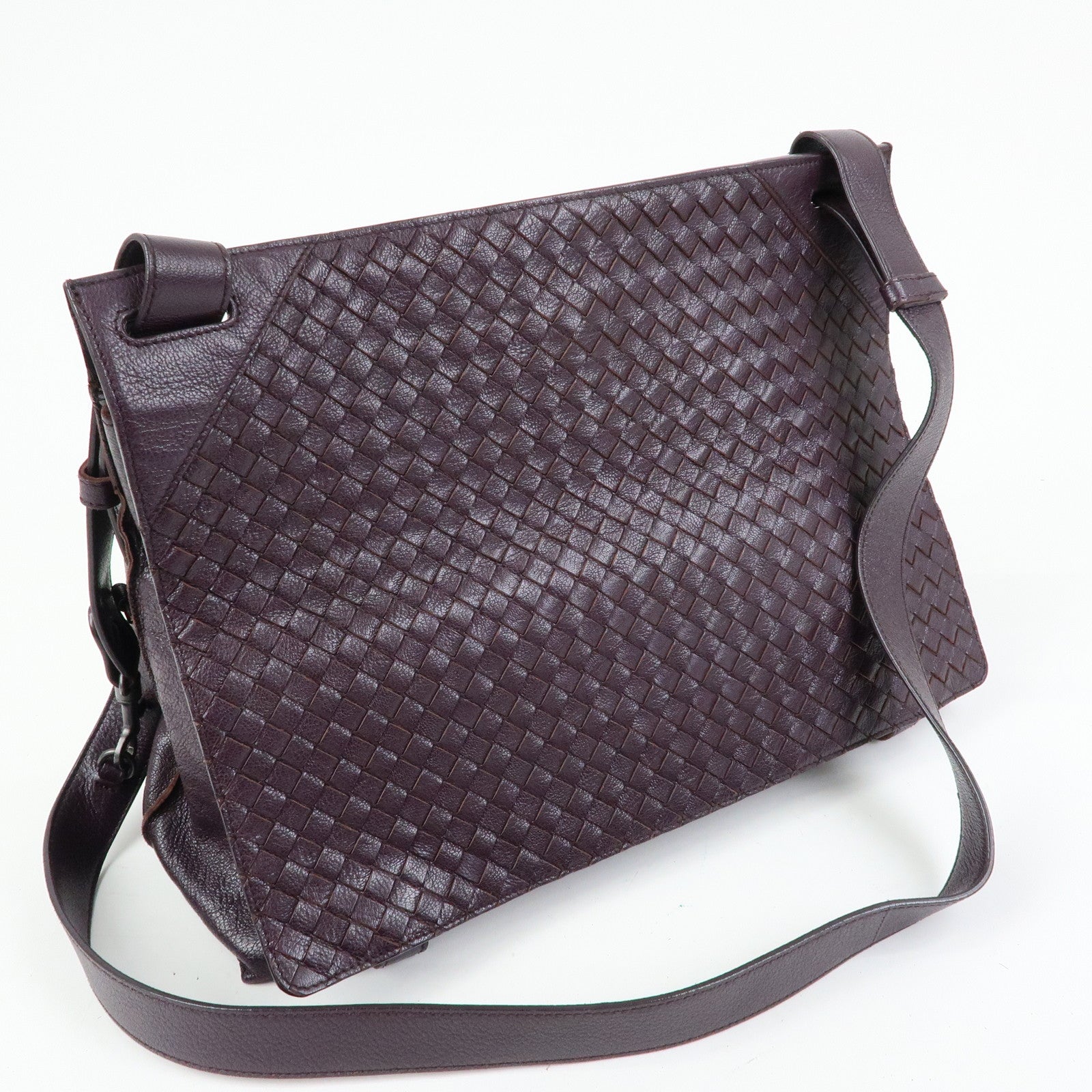 BOTTEGA VENETA Intrecciato Leather Shoulder Crossbody Bag Purple