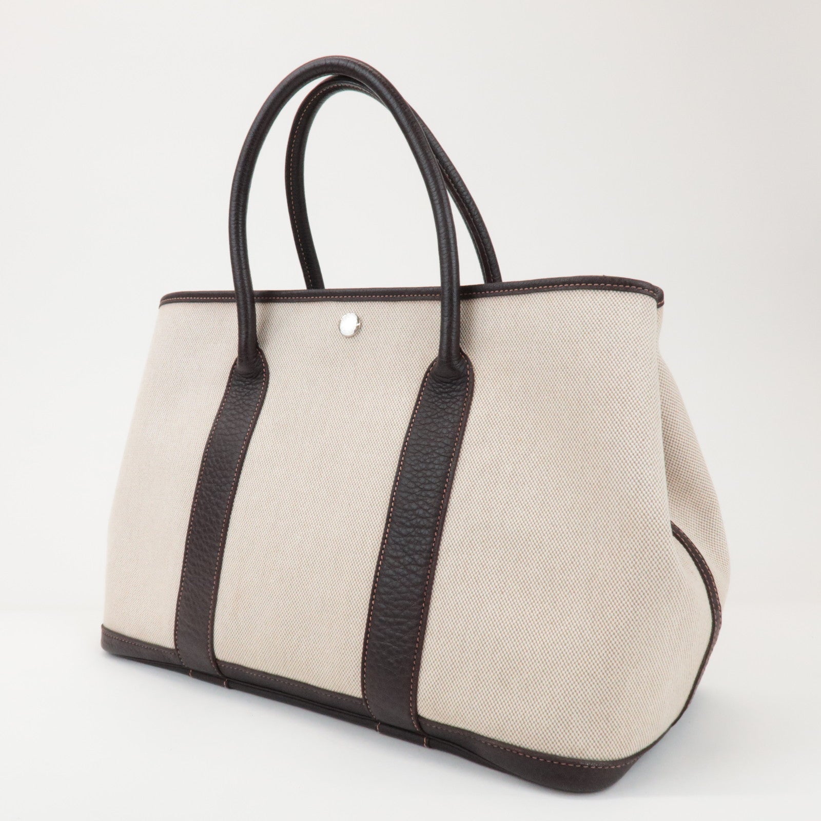 HERMES Toile Ash Garden Party PM □H Stamped Tote Bag Brown