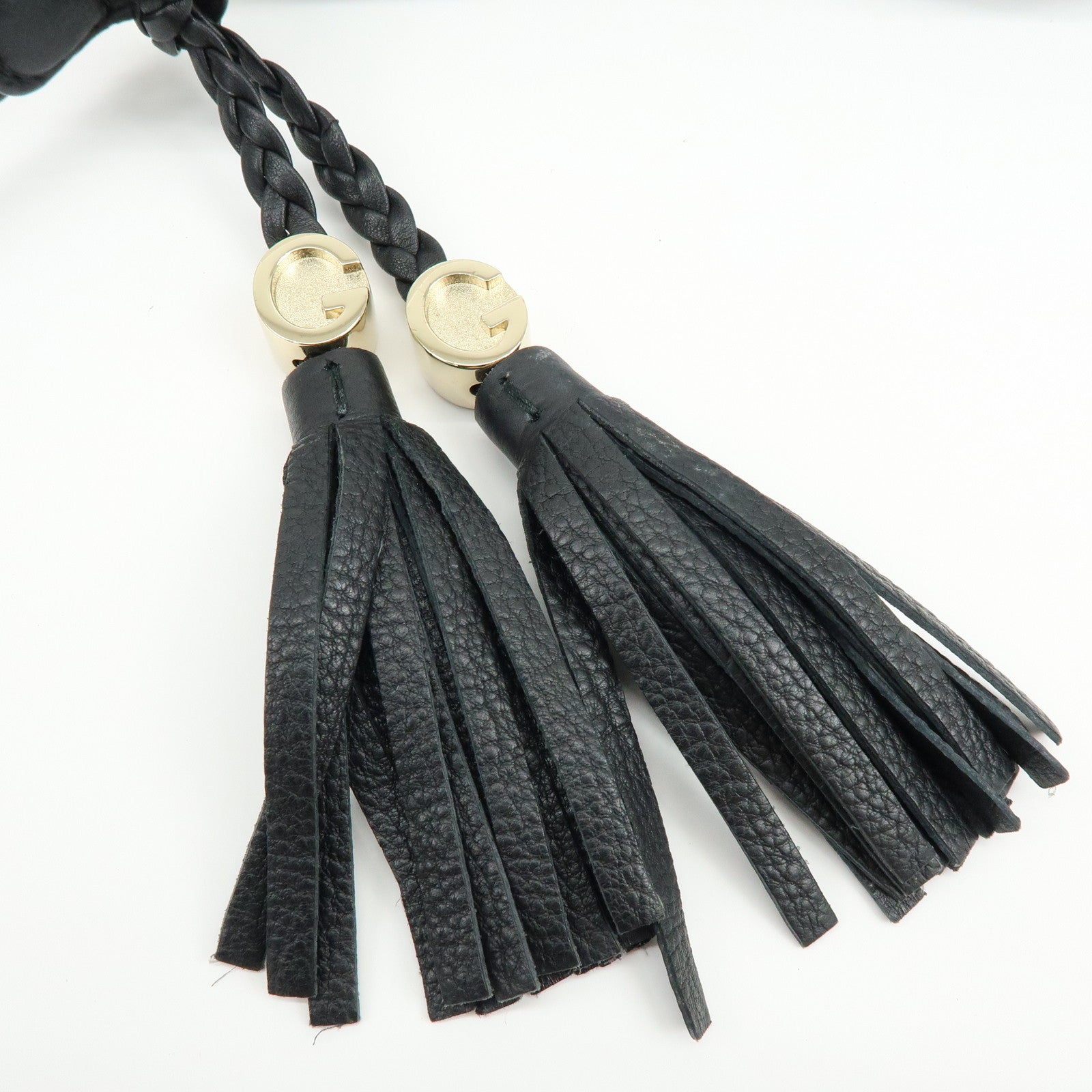 GUCCI Marrakech Leather Shoulder Bag Black 257026