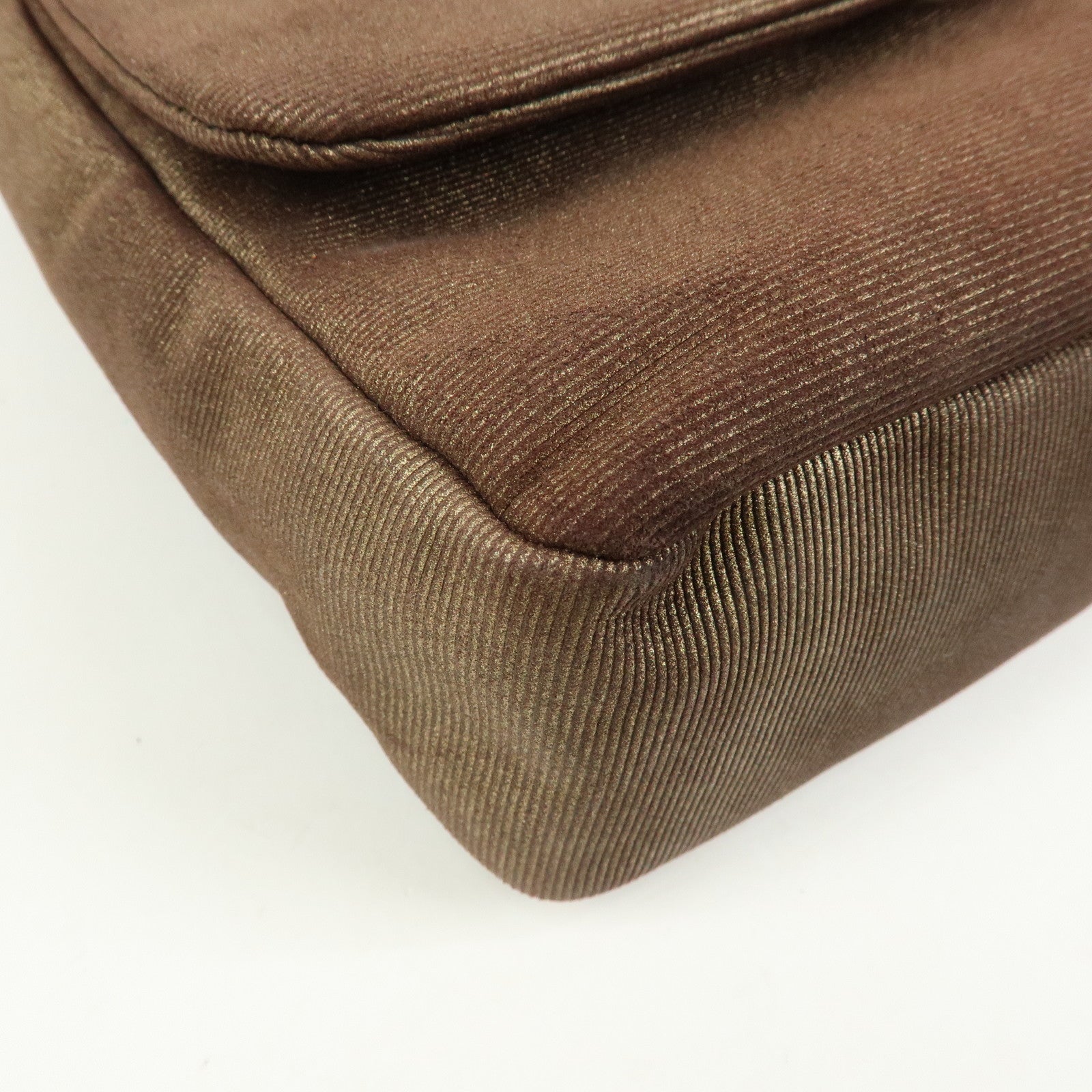 Ferragamo Logo Gancini Canvas Leather Shoulder Bag Brown