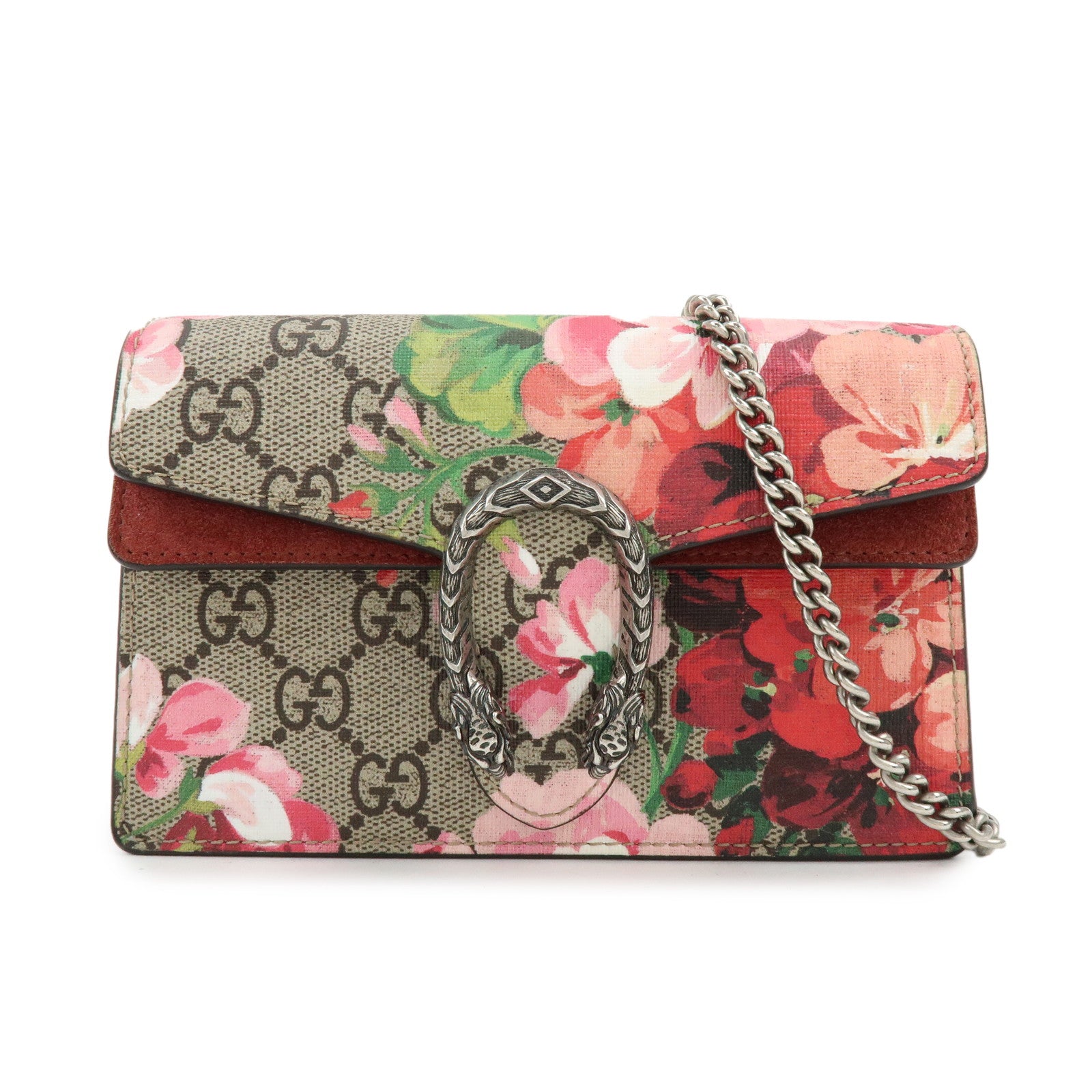 GUCCI Dionysus GG Supreme Suede Super Mini Chain Shoulder Bag