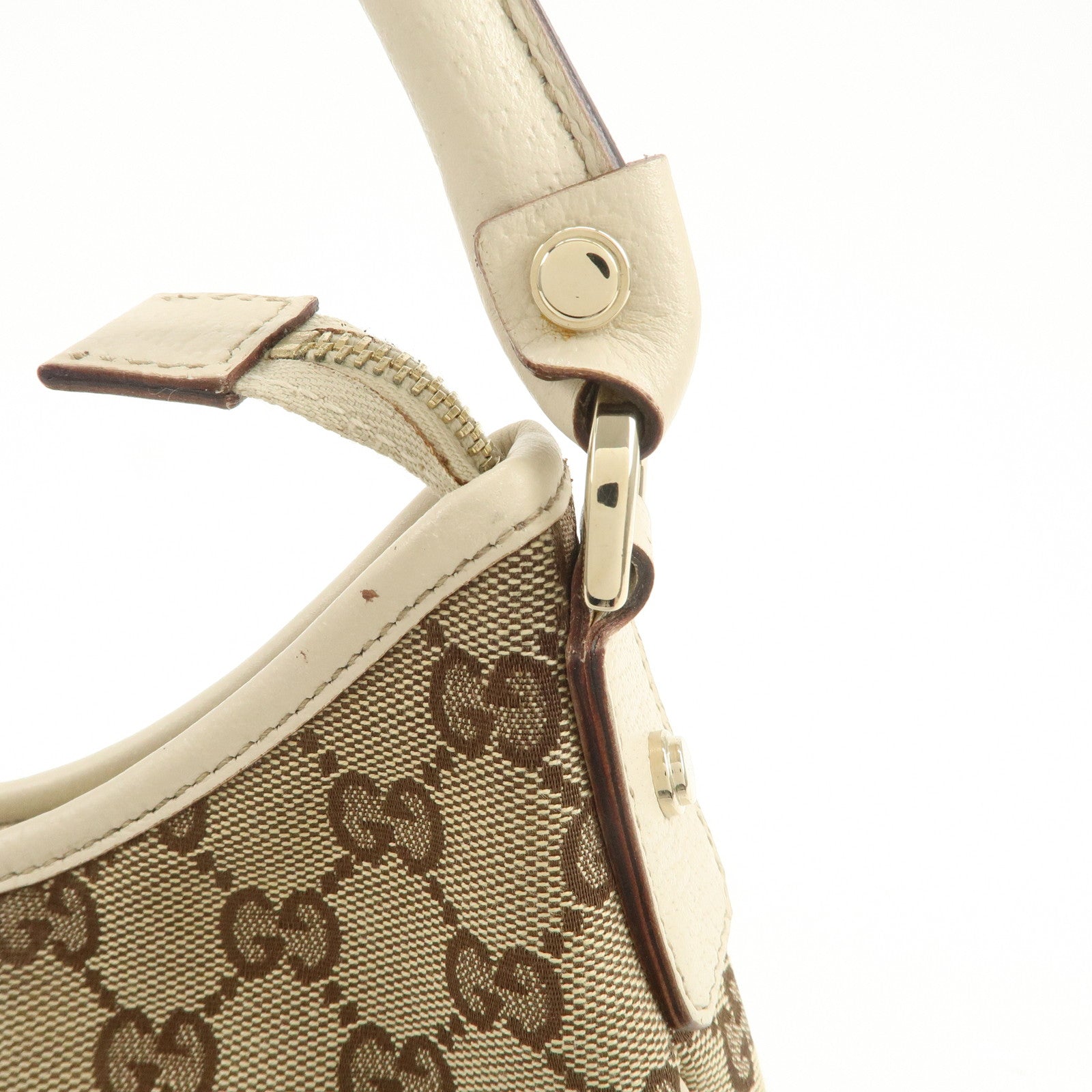 GUCCI Abbey GG Canvas Leather Shoulder Bag Beige Ivory 130738