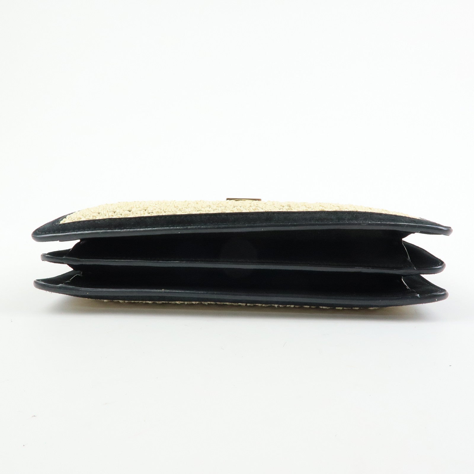 JIMMY CHOO Straw Suede Leather 2Way Bag Hand Bag Natural Black