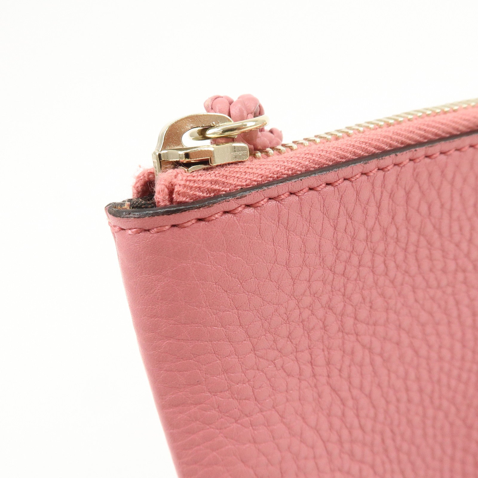 GUCCI Bamboo Leather Hand Bag Clutch Bag Pouch Pink