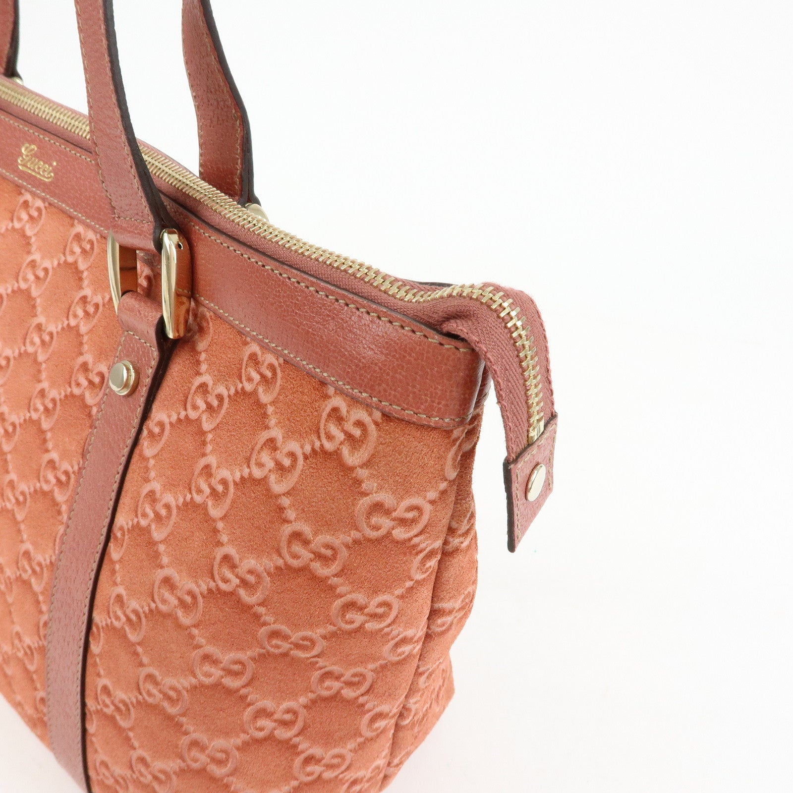 GUCCI Abbey Suede Leather Tote Bag Hand Bag Pink 141470