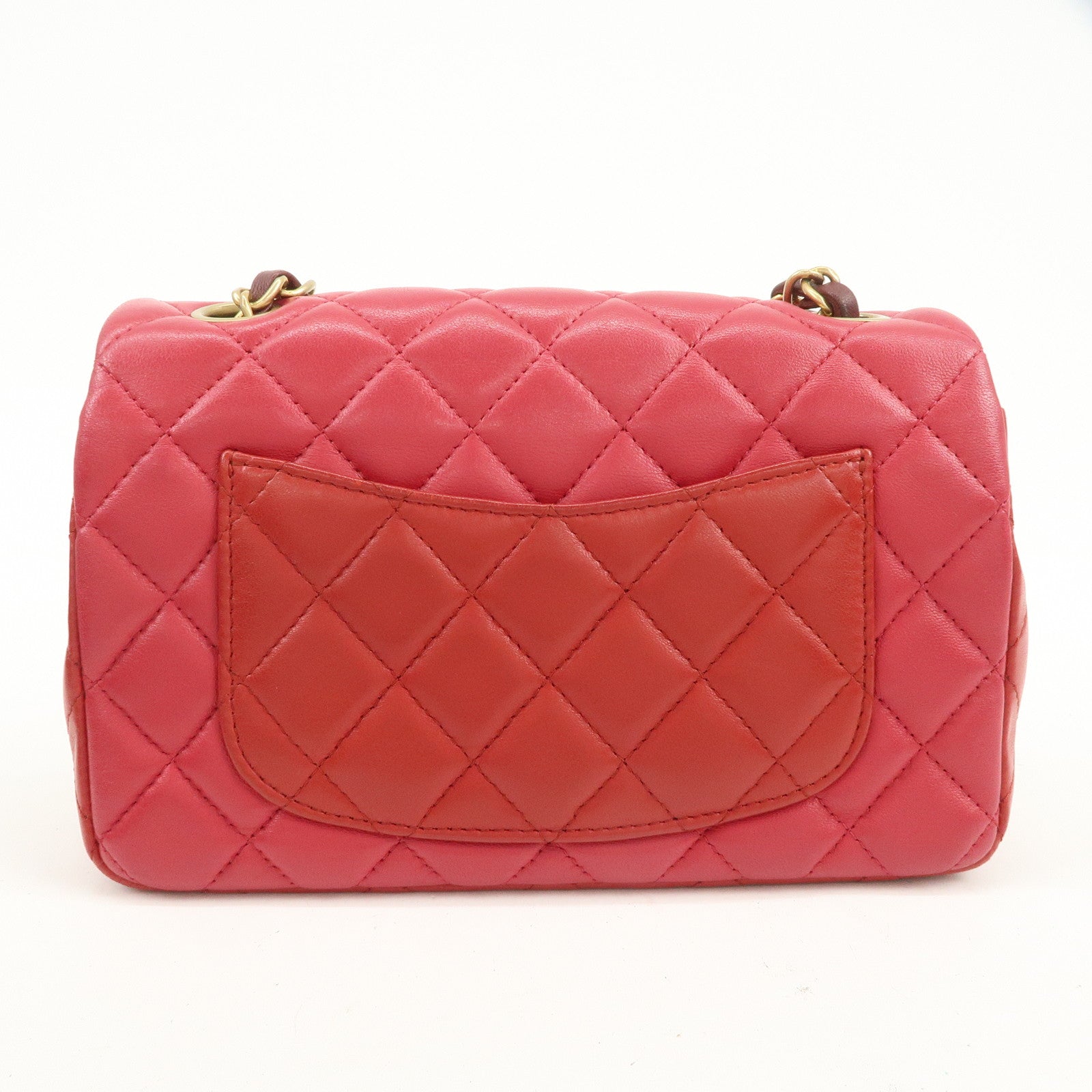 CHANEL Mini Matelasse Lamb Skin Chain Shoulder Bag Red A69900