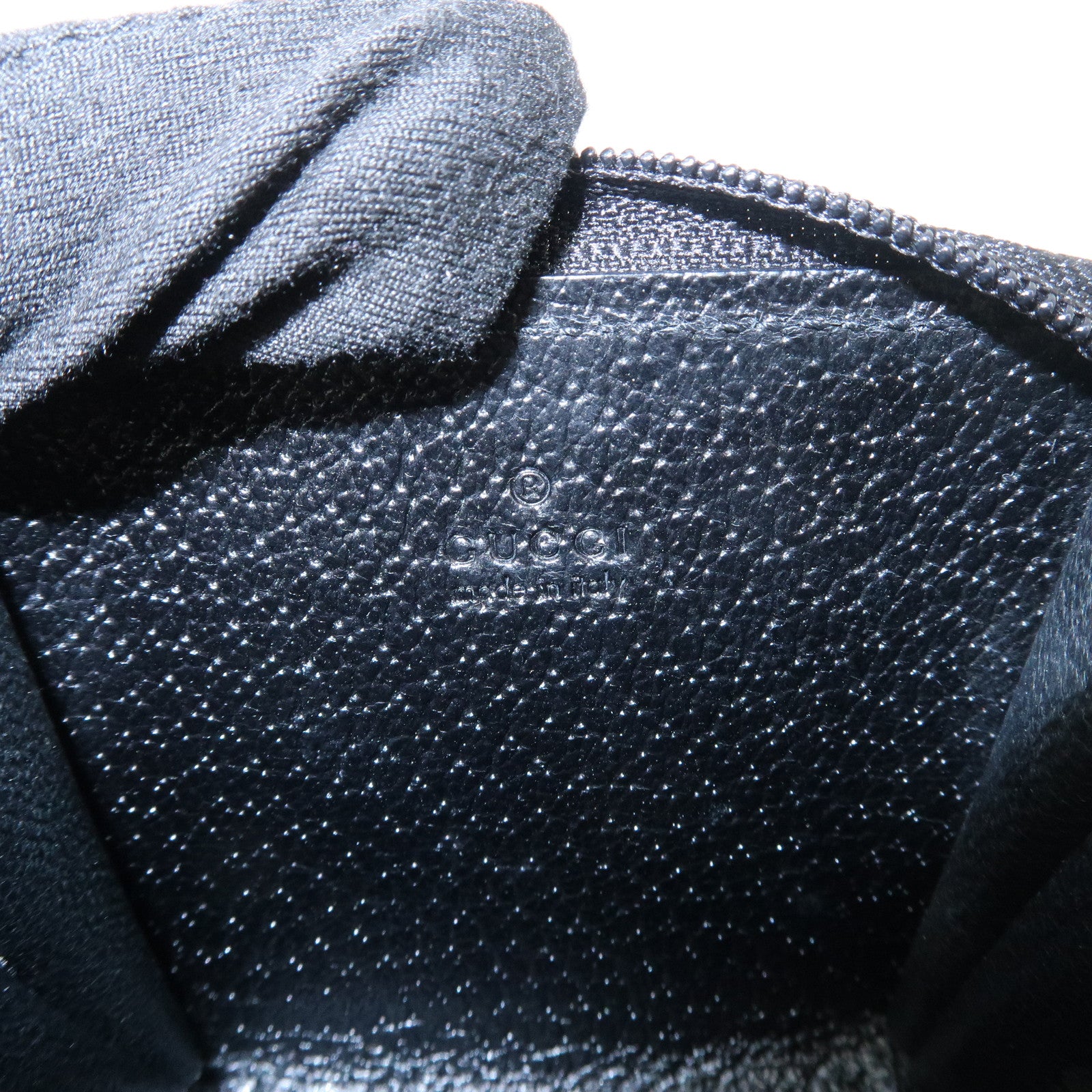 GUCCI GG Canvas Leather Coin Case Coin Purse Black 115255 Used