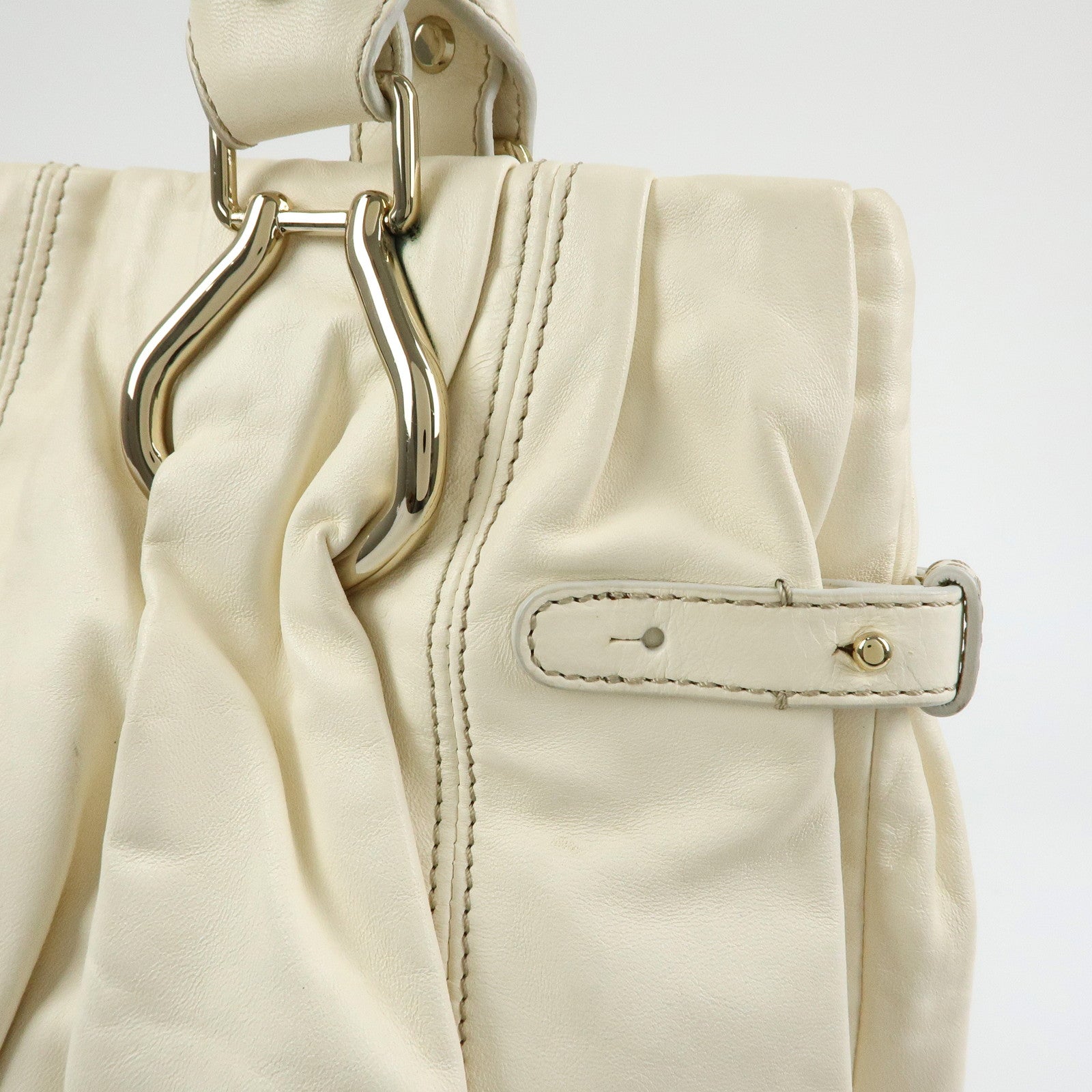 CELINE Leather Pillow Bag Tote Bag Shoulder Bag White