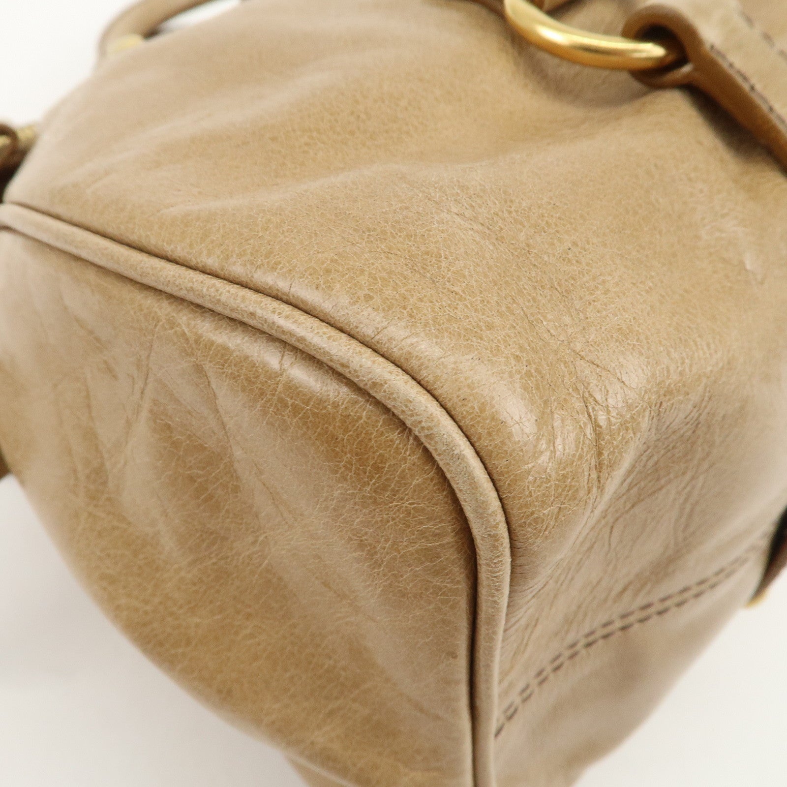 MIU MIU Leather Ribbon 2Way Bag Hand Bag Shoulder Bag Beige RT0365
