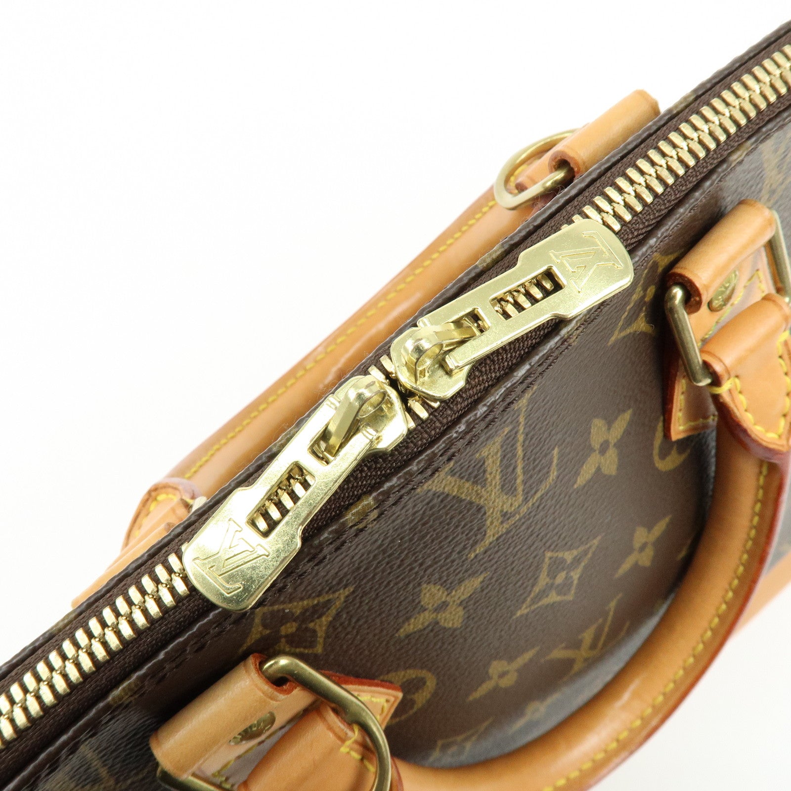 Louis Vuitton Monogram Alma Canvas Leather Hand Bag Brown M51130
