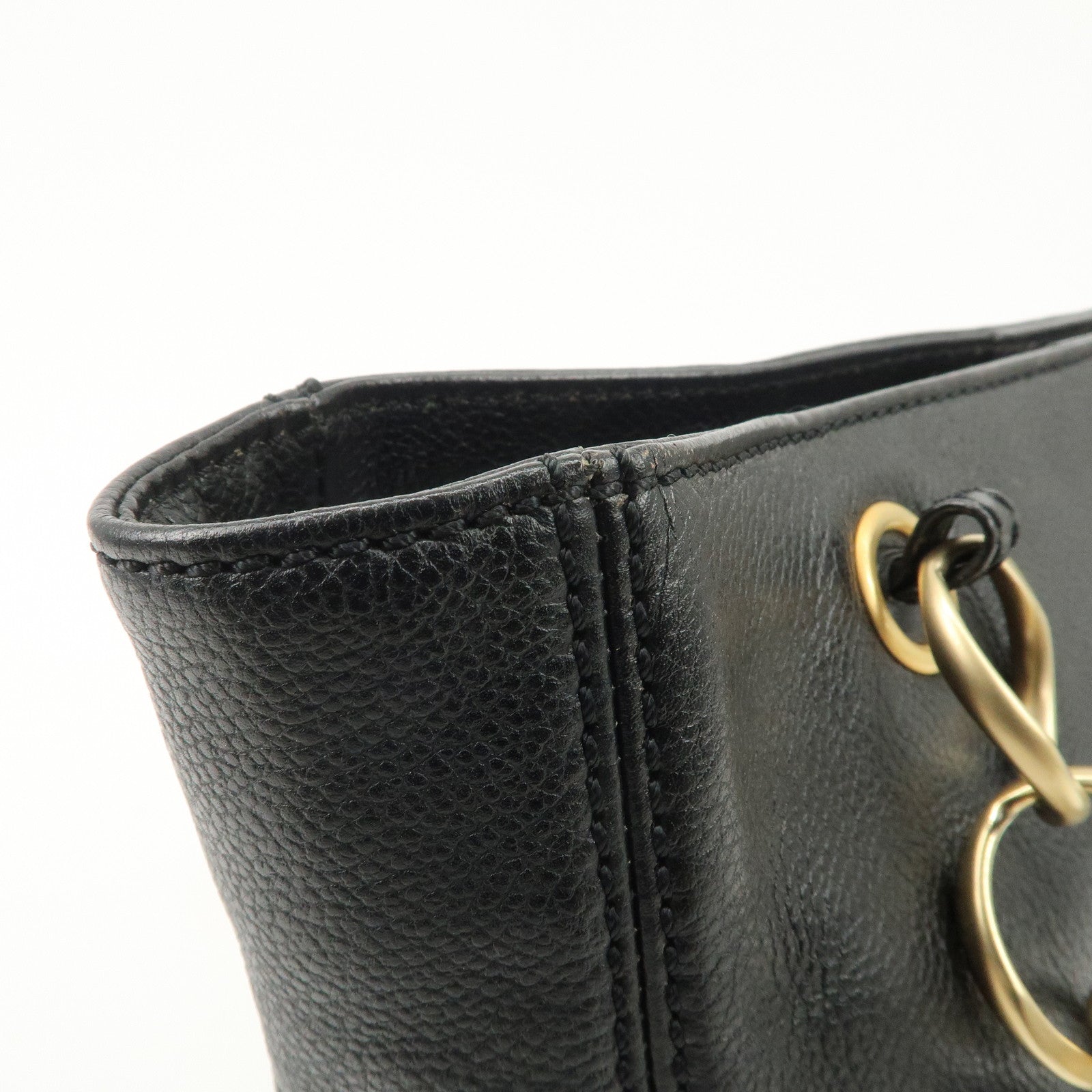 CHANEL COCO Mark Chain Tote Bag Shoulder Bag Black Gold Used