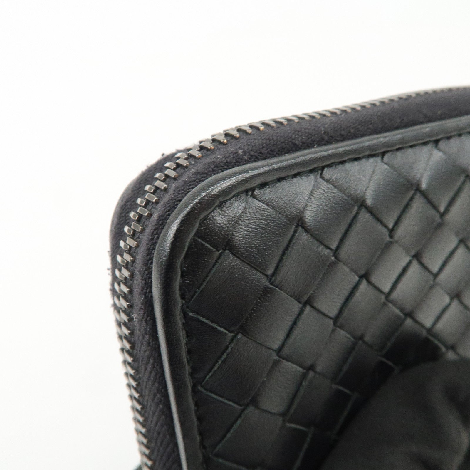 BOTTEGA VENETA Intrecciato Leather Coin Case Card Case Black