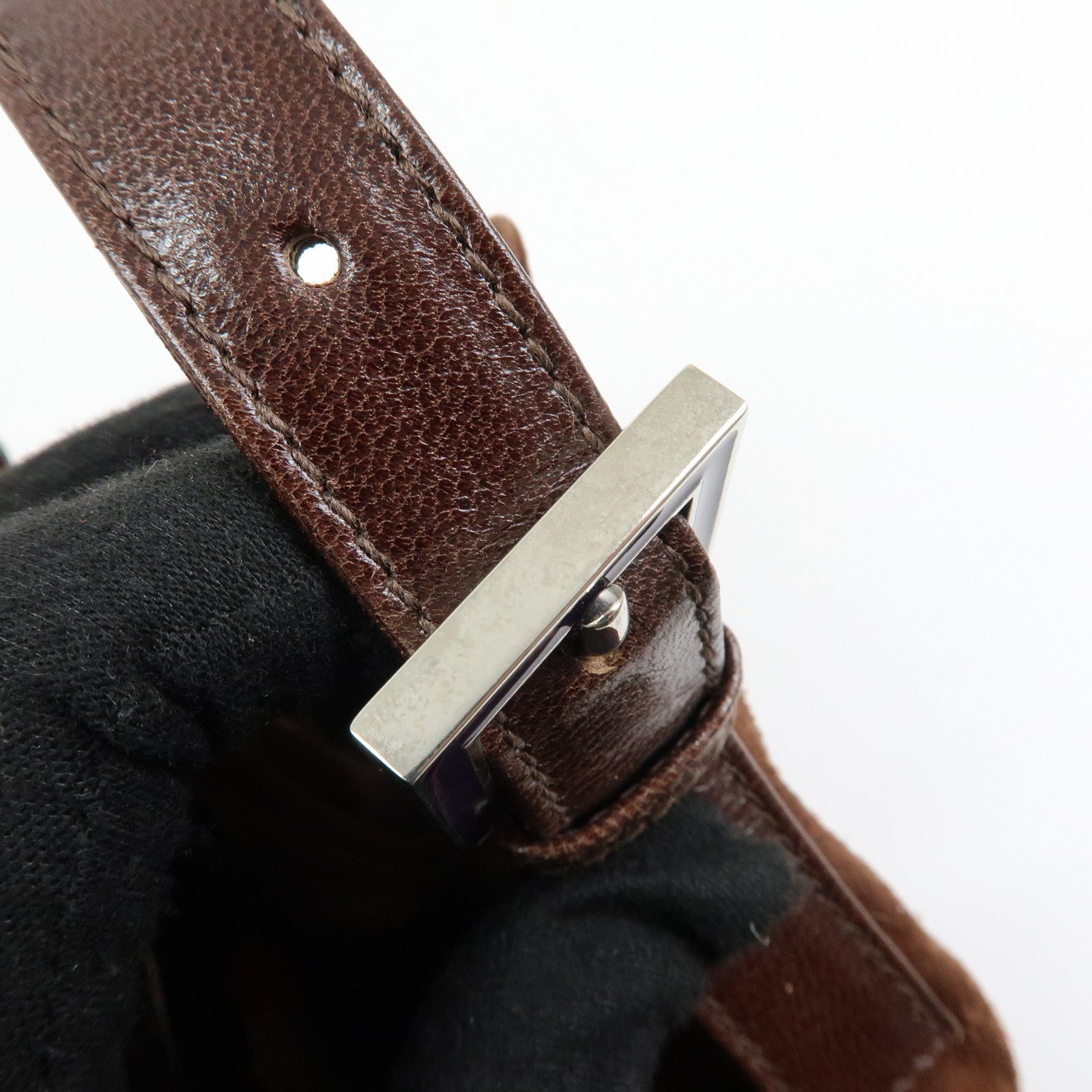 FENDI Suede Leather Shoulder Bag Hand Bag Brown 26568