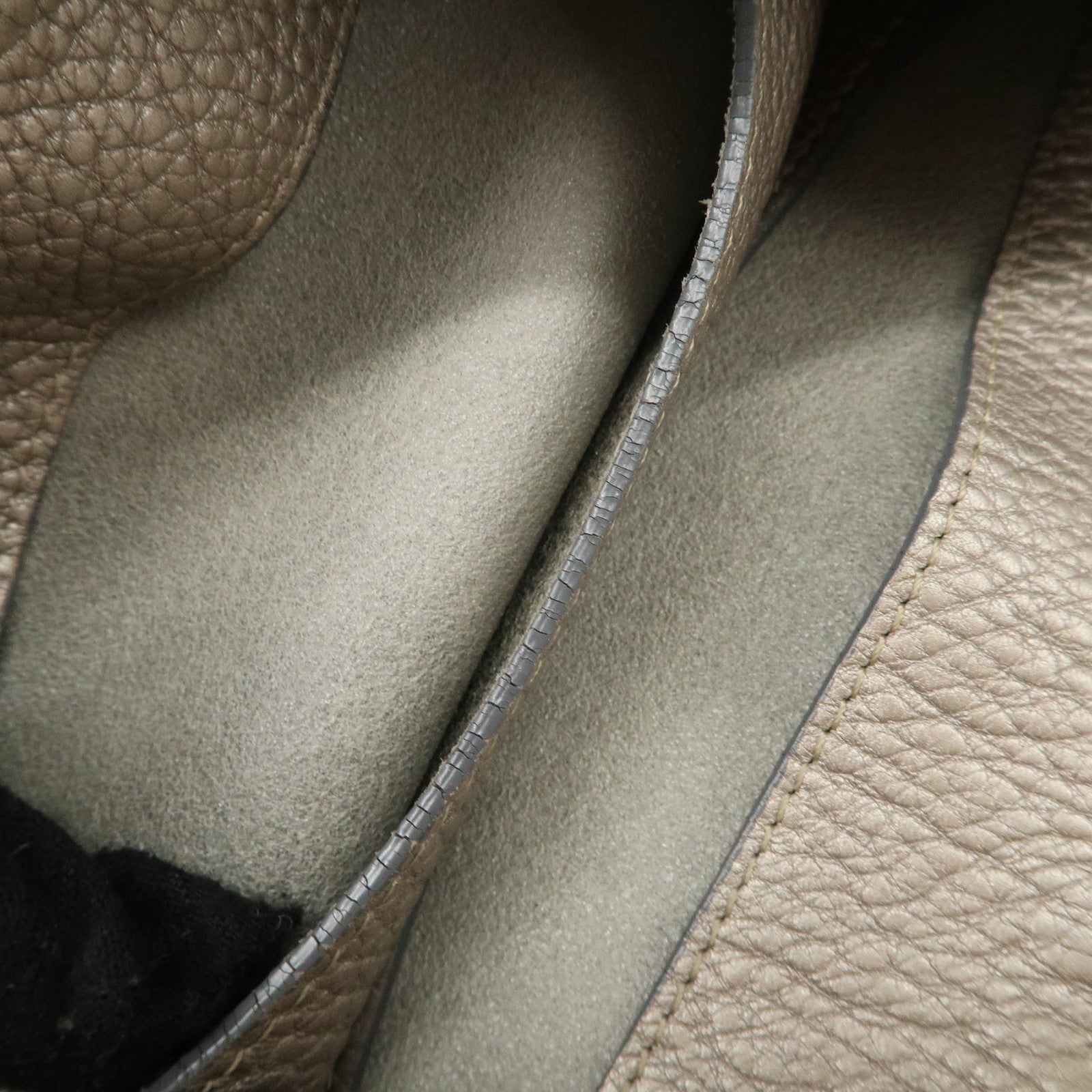 FENDI Selleria Leather Tote Bag Shoulder Bag Hand Bag Gray Used