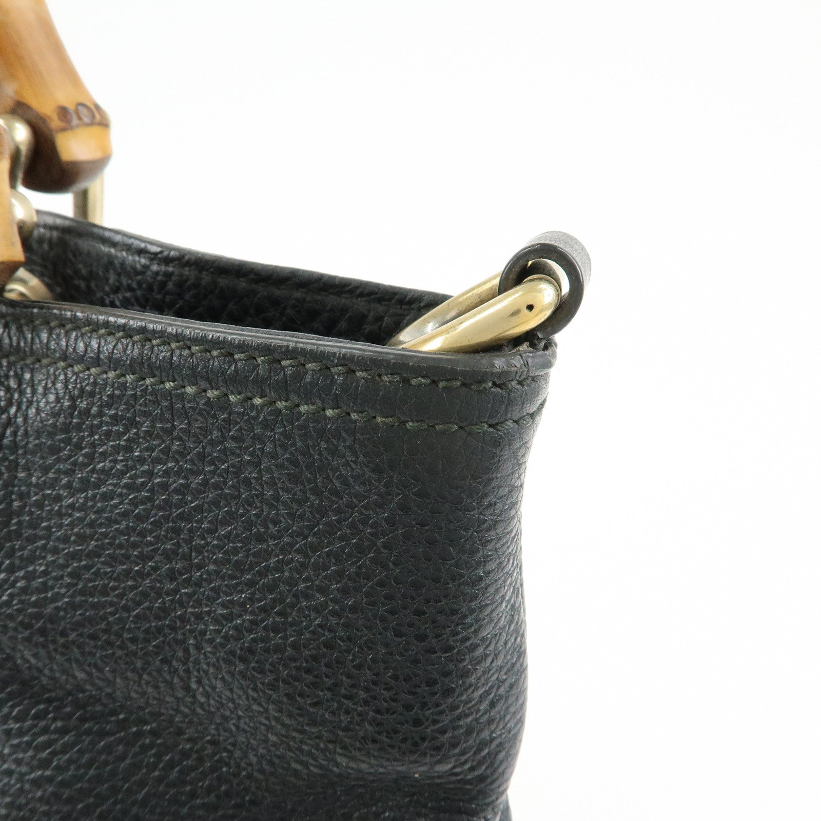 GUCCI Bamboo Shopper Leather 2Way Bag Tote Bag Black 323663