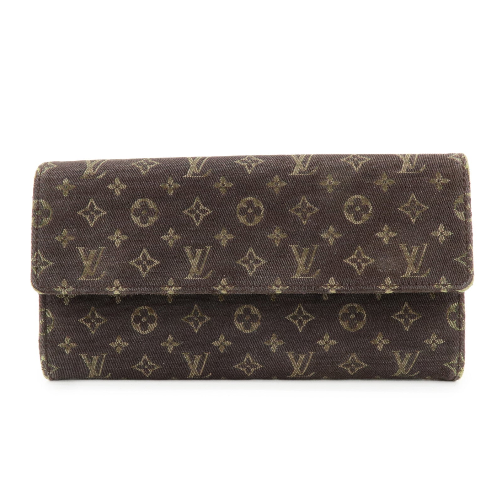 Louis Vuitton Monogram Mini Lin Canvas Long Wallet Brown M95234