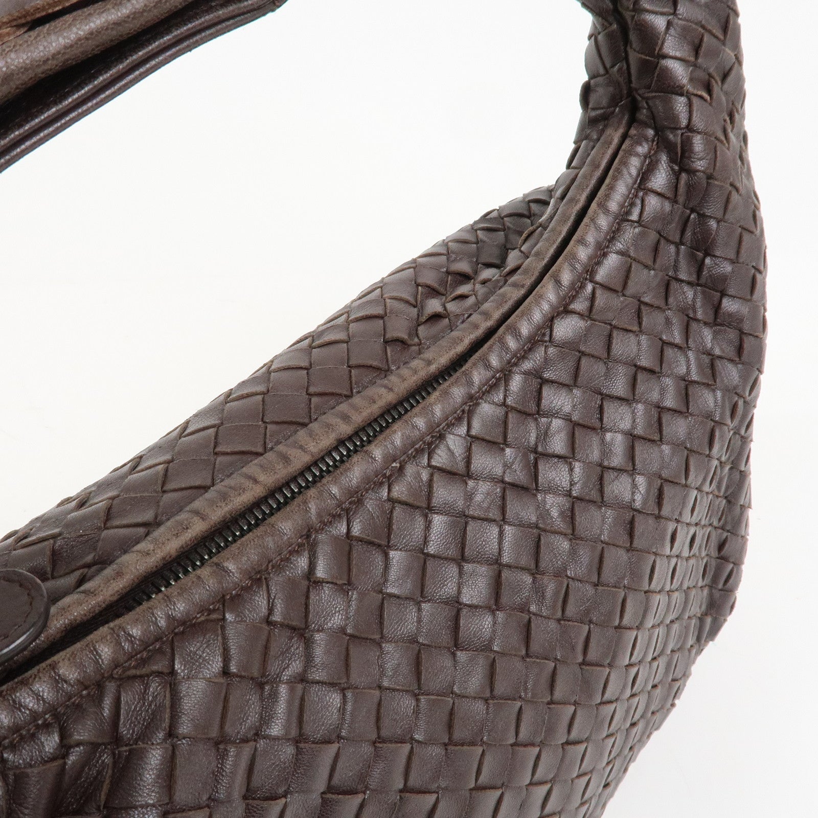 BOTTEGA VENETA Intrecciato Leather Hobo Shoulder Bag Brown 232499