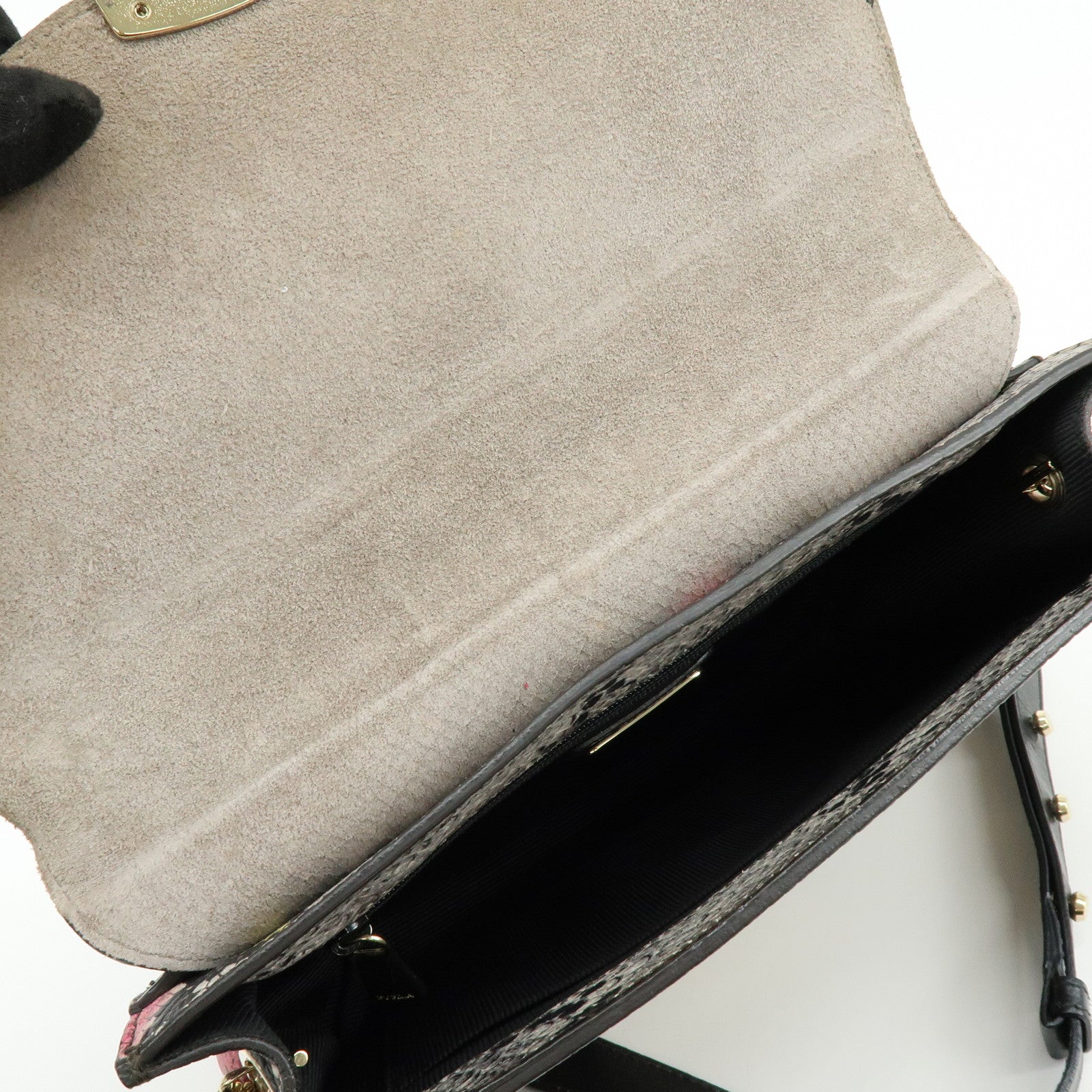 FURLA Metropolis Embossed Leather Chain Shoulder Bag Beige Pink