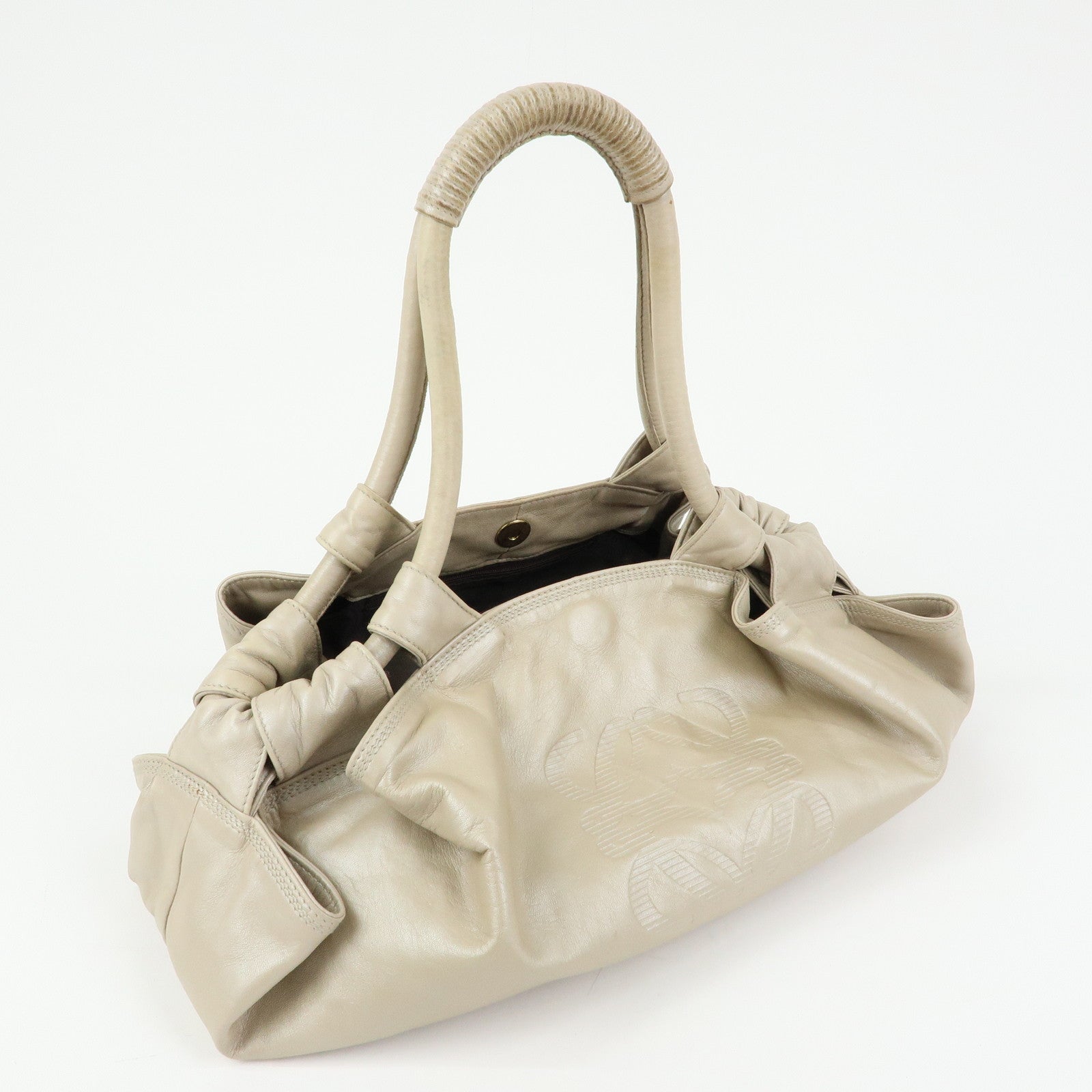 LOEWE Anagram Nappa Aire Leather Hand Bag Shoulder Bag Beige