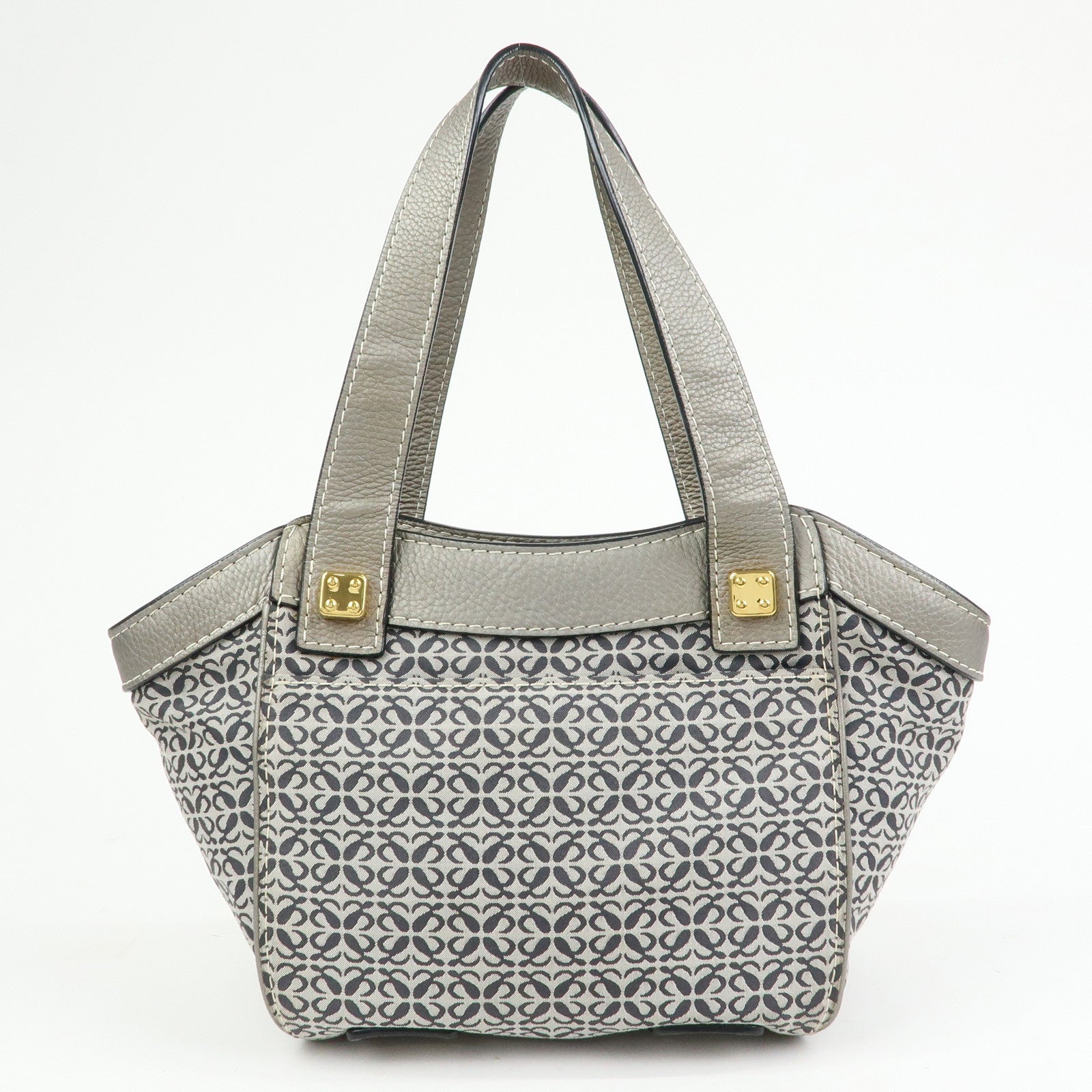 LOEWE New Road Line Repeat Anagram Canvas Calf Leather Hand Bag