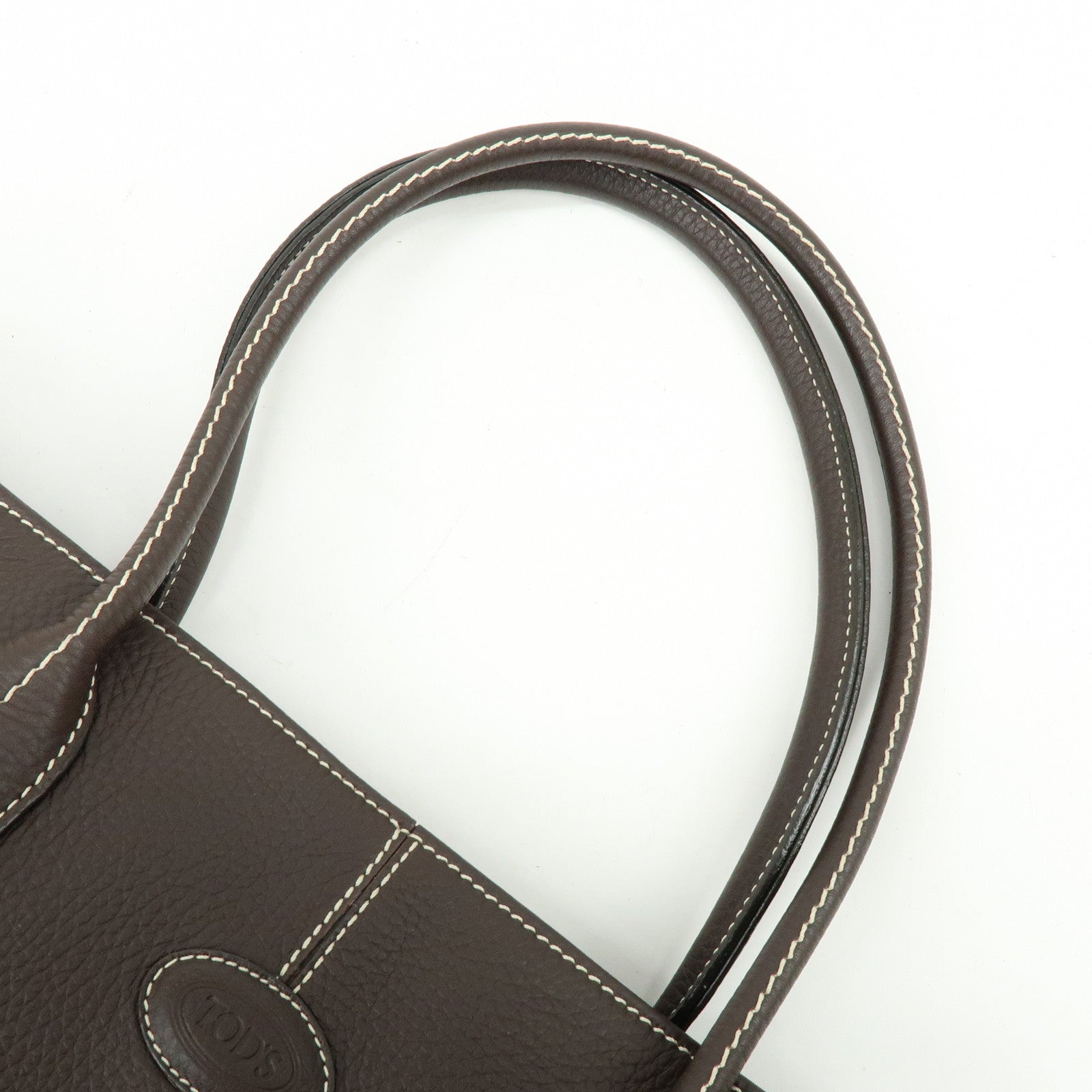 TOD'S Logo Leather Tote Bag Shoulder Bag Brown