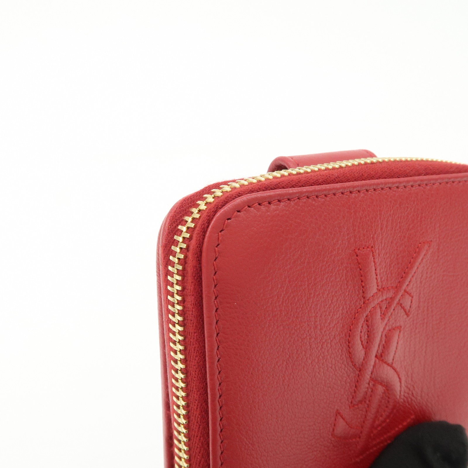 SAINT LAURENT Leather Compact Bi-fold Wallet Red