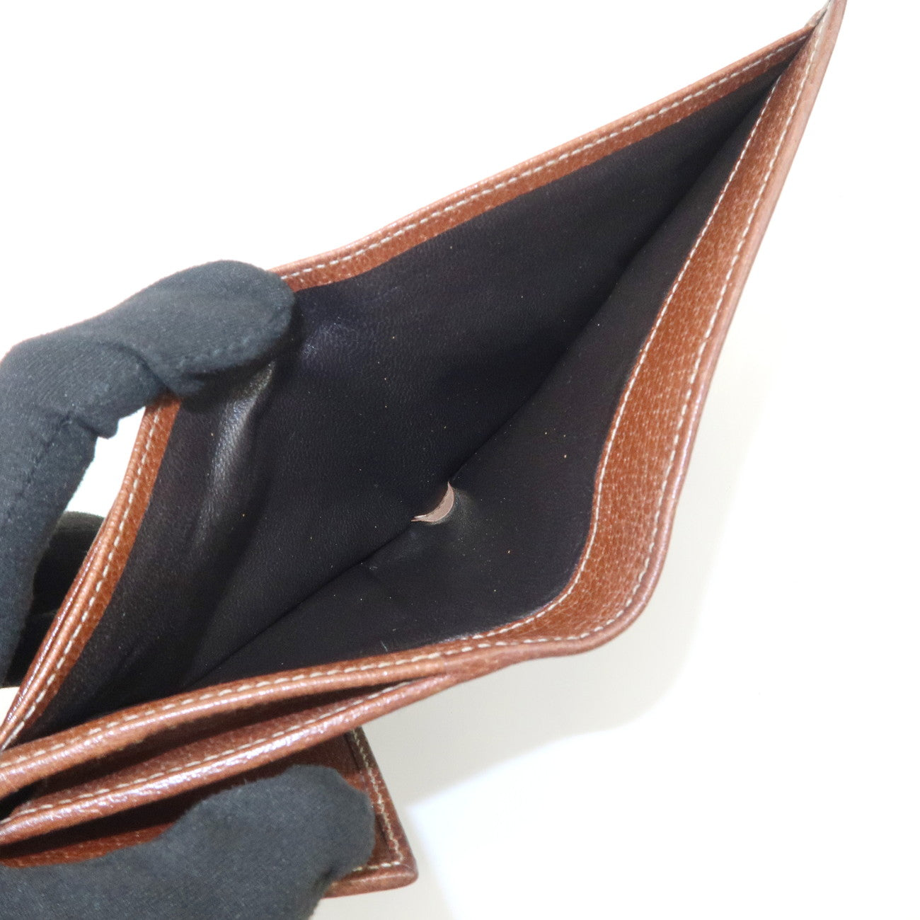 GUCCI Denim Leather Bi-Fold Compact Wallet Blue Brown