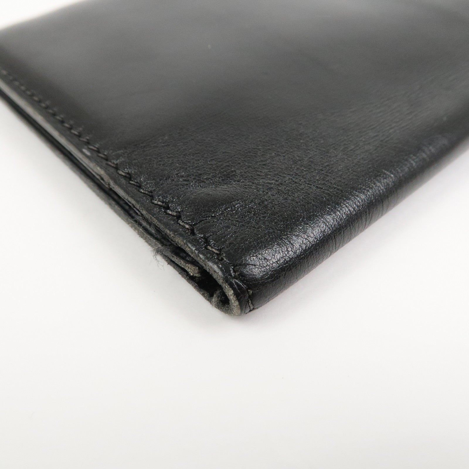 HERMES Box Calf Leather Beant Classic Long Wallet Black