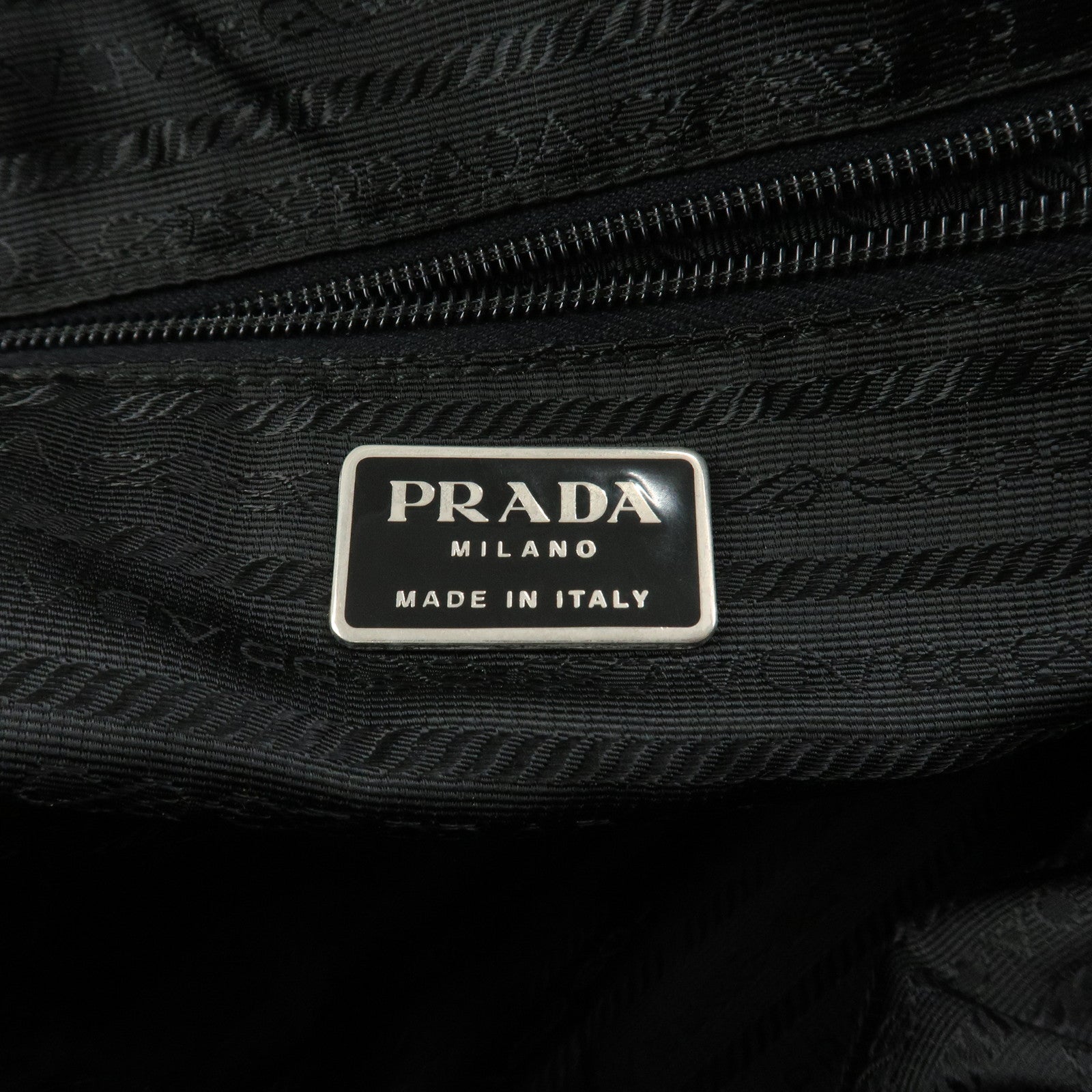 PRADA Triangle Logo Nylon Leather Shoulder Bag Hand Bag Black