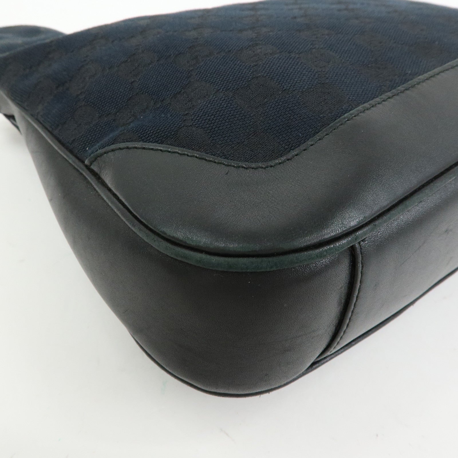 GUCCI Bamboo GG Canvas Leather Shoulder Bag Black 001・4095・001553