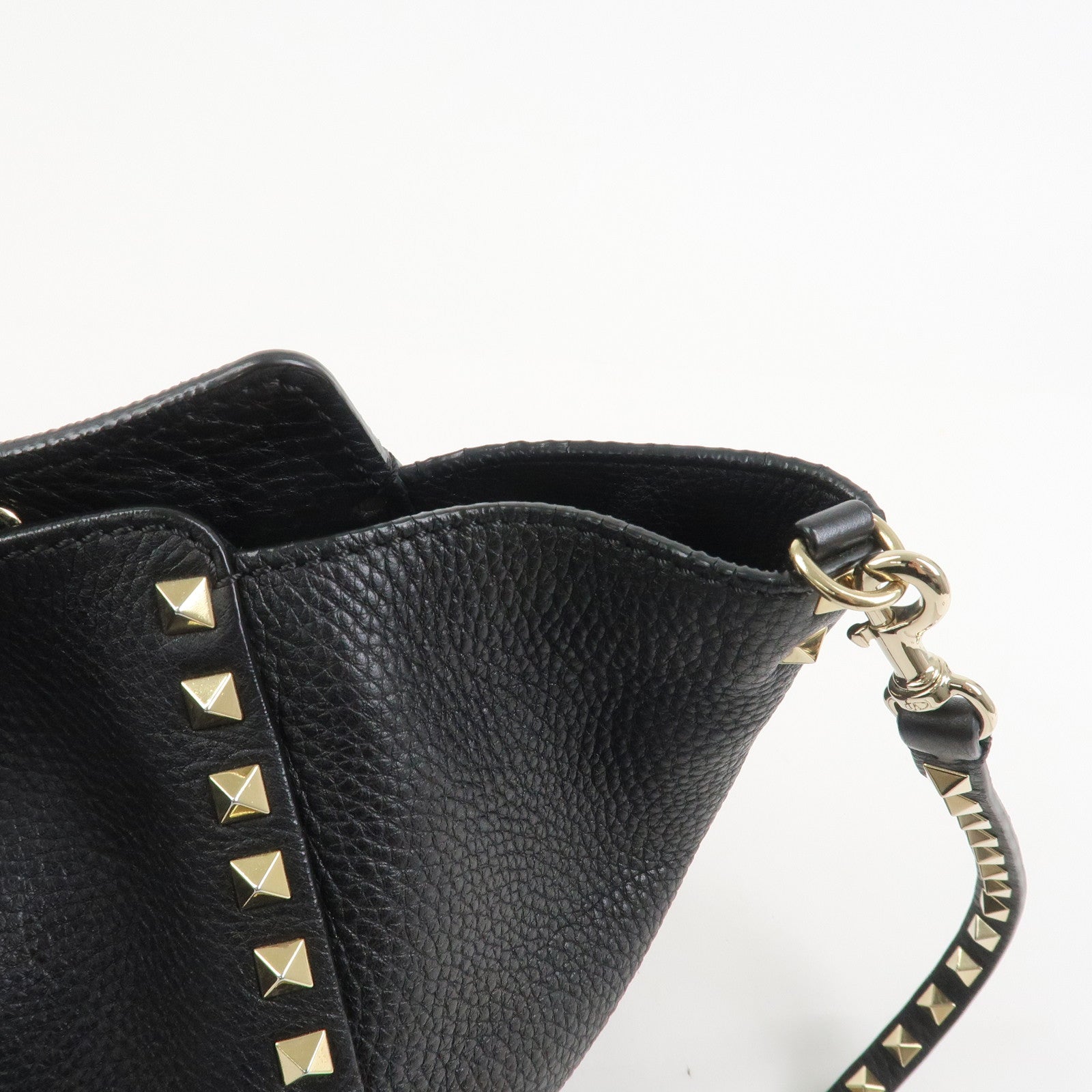 VALENTINO Rockstud Leather Tote Bag Hand Bag Shoulder Bag Black